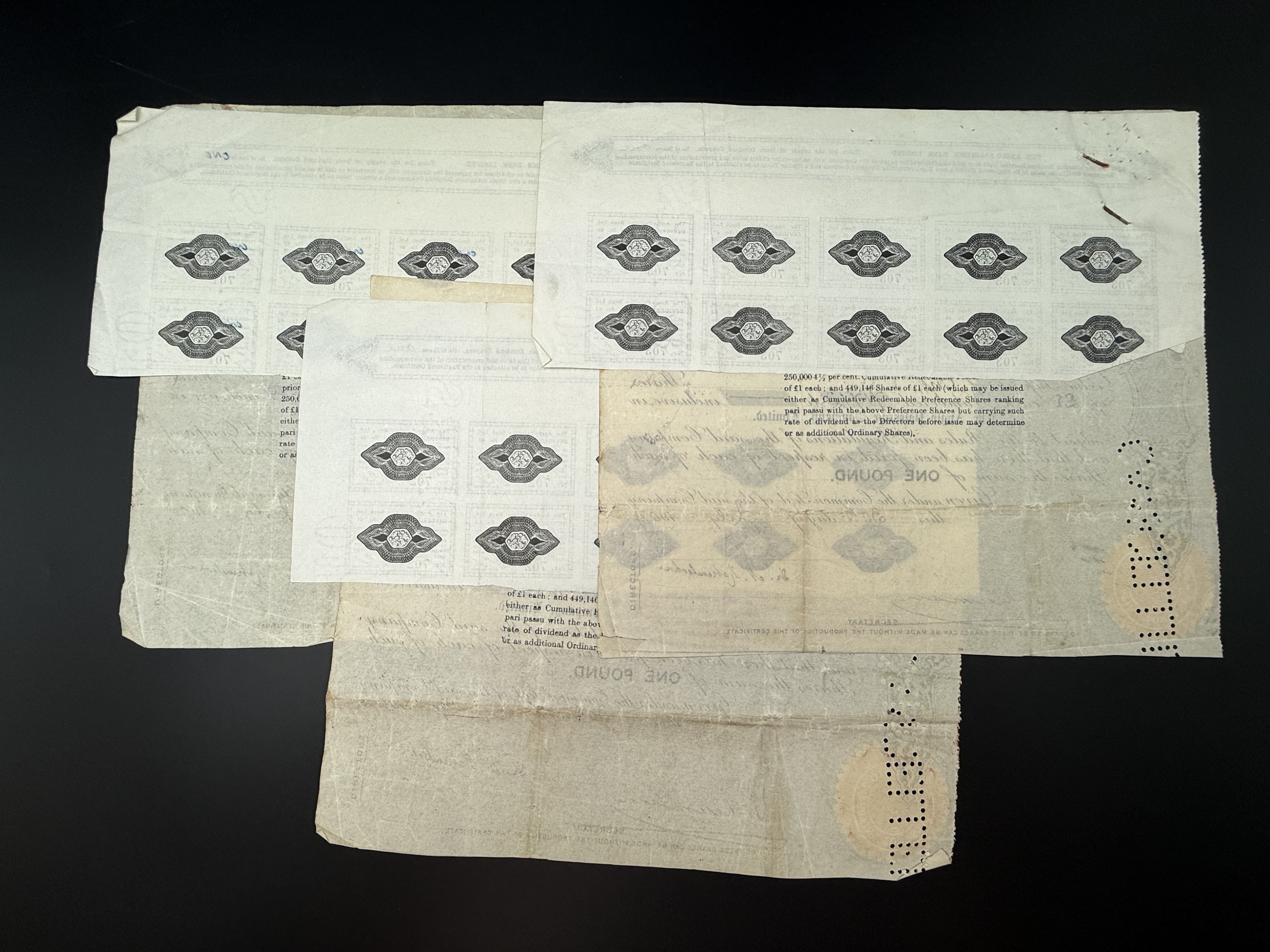 Palestine / Israel - 3 Anglo Palestine Share Certificates, 1 Pound 1909, Consecutive Serial Number - 1 1