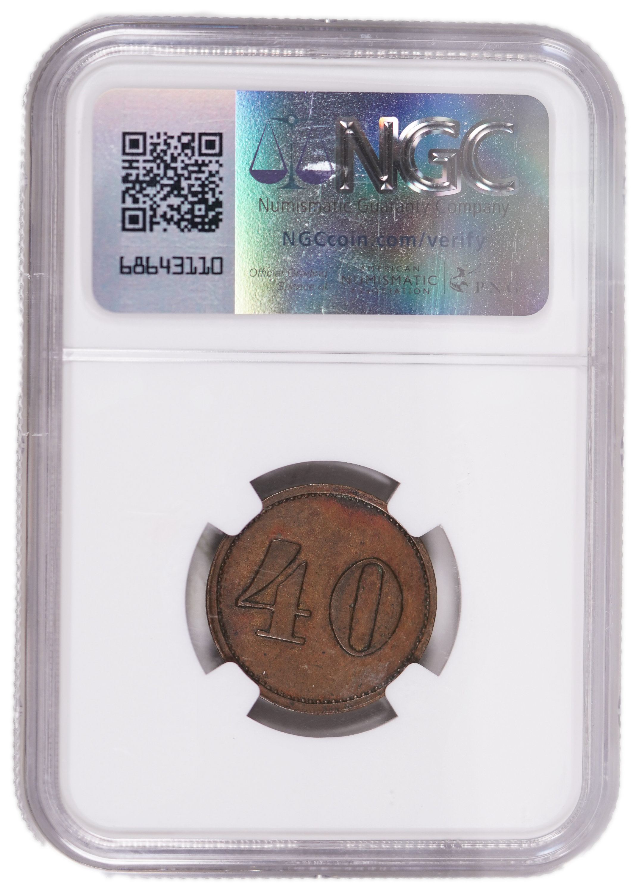 Palestine - Templar colonies token - 40 Paras 1880-1917 - First series - NGC AU 50 - 1 3