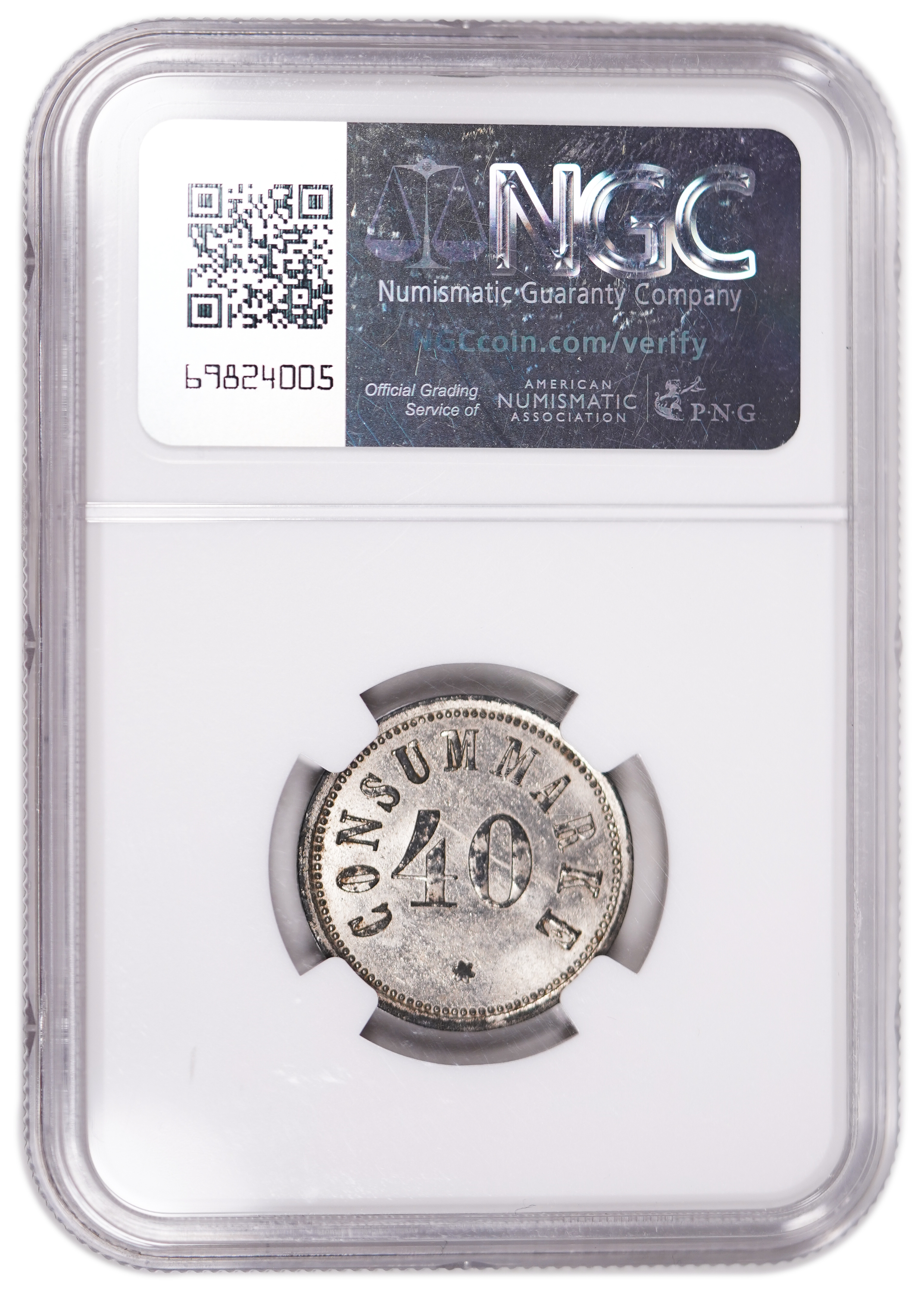 Palestine – Templar colonies token – 40 Paras 1880-1917 – Third series – NGC MS 63 – The height grade known – Rare - 1 3