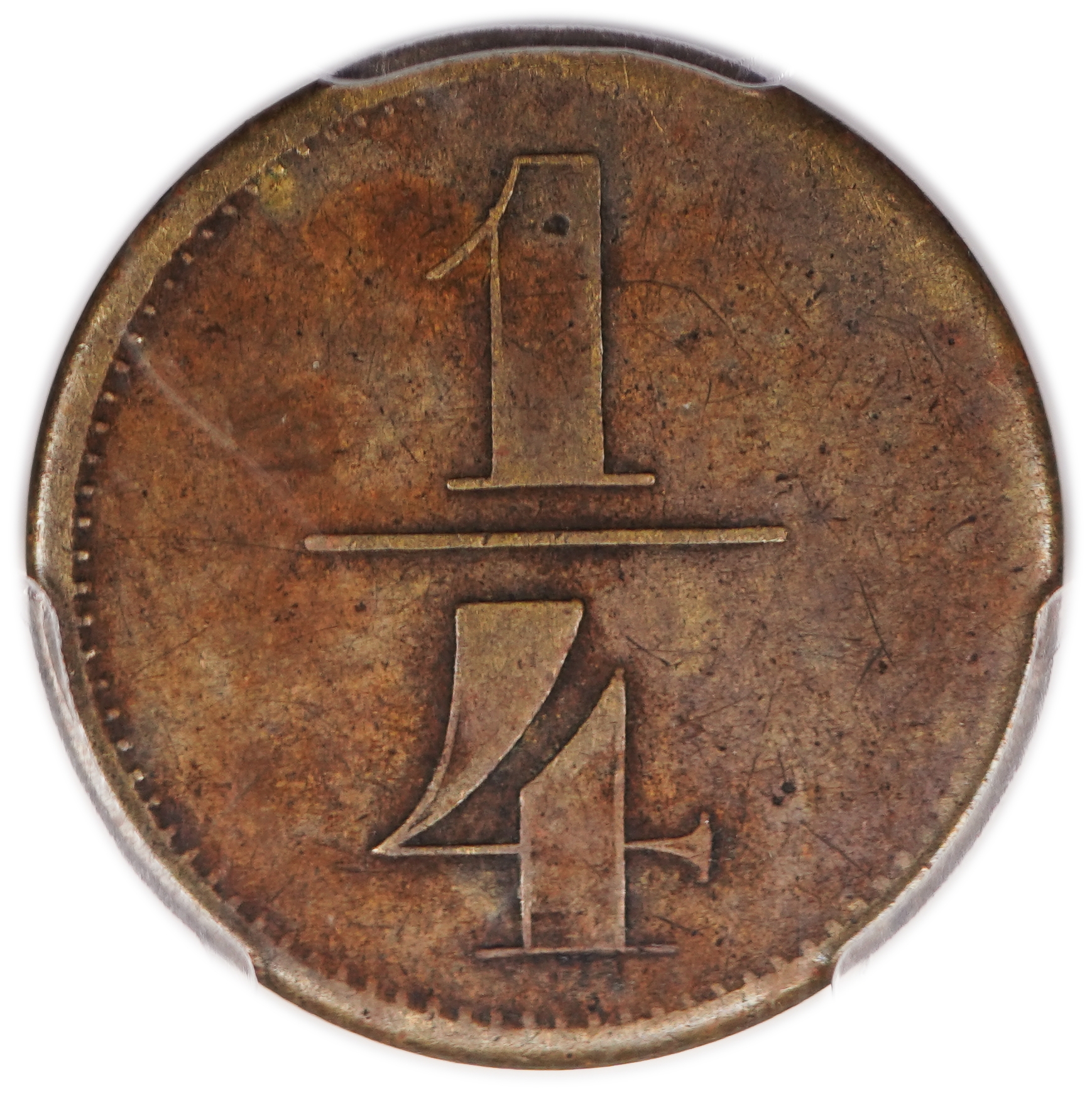 Palestine - Templar colonies tokens - 1/4 Para 1880-1917 - Large B&C (Breisch & Gesellschaft) - Very Rare - PCGS VF 35