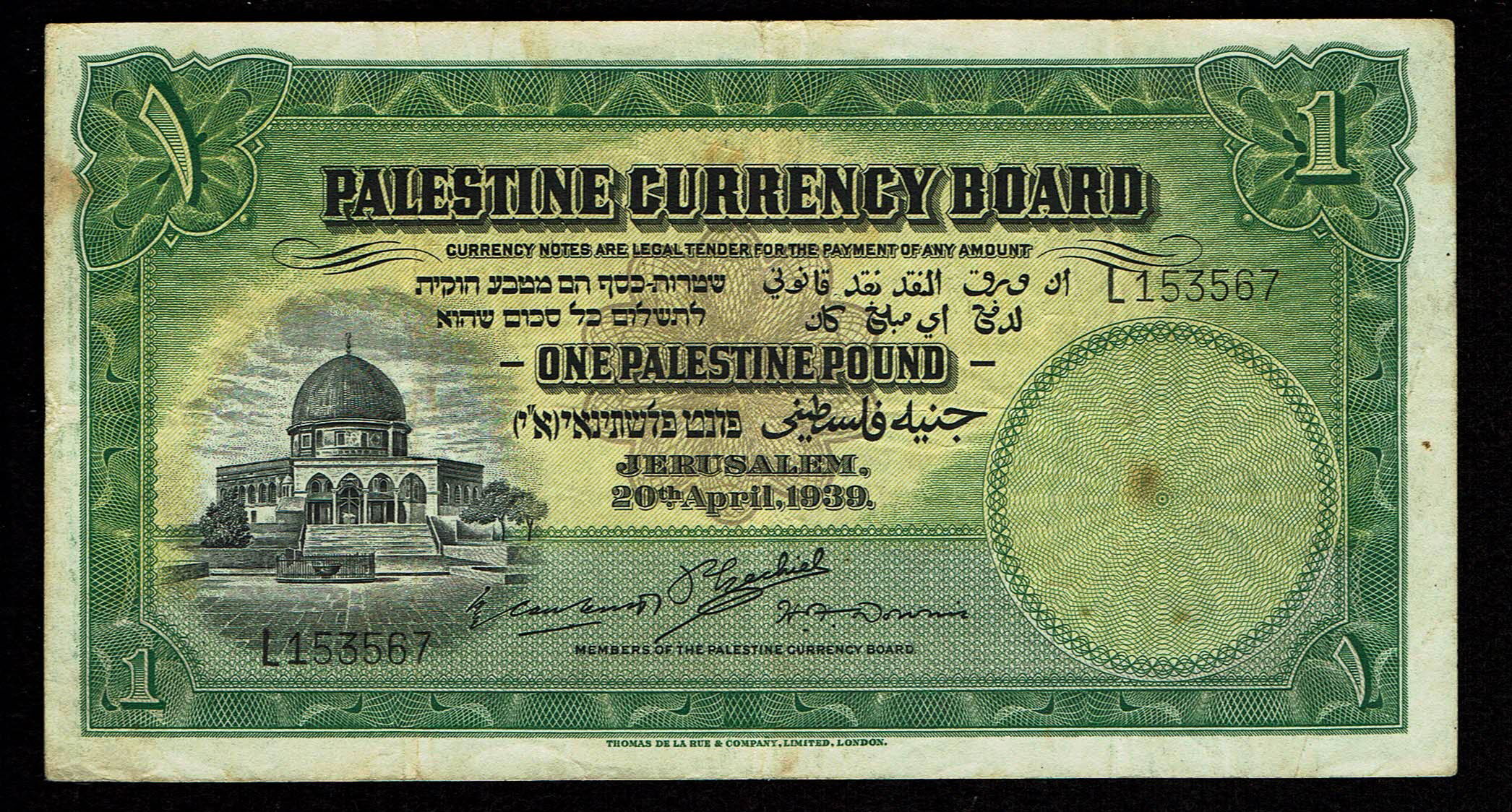 Palestine - 1 Pound 1939 - VF - Prefix L - 1 0