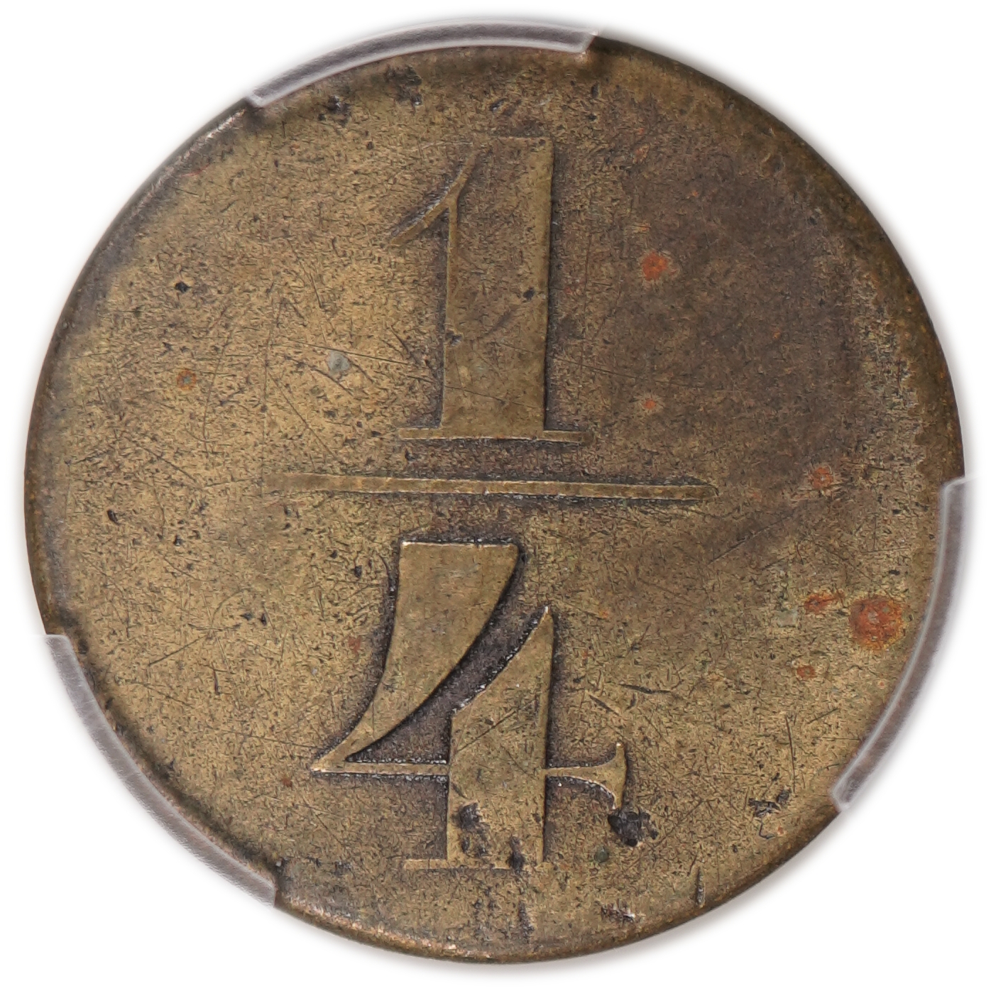 Palestine - Templar colonies tokens - 1/4 Para 1880-1917 - Small B&C (Breisch & Gesellschaft) - Very Rare - PCGS VF 30