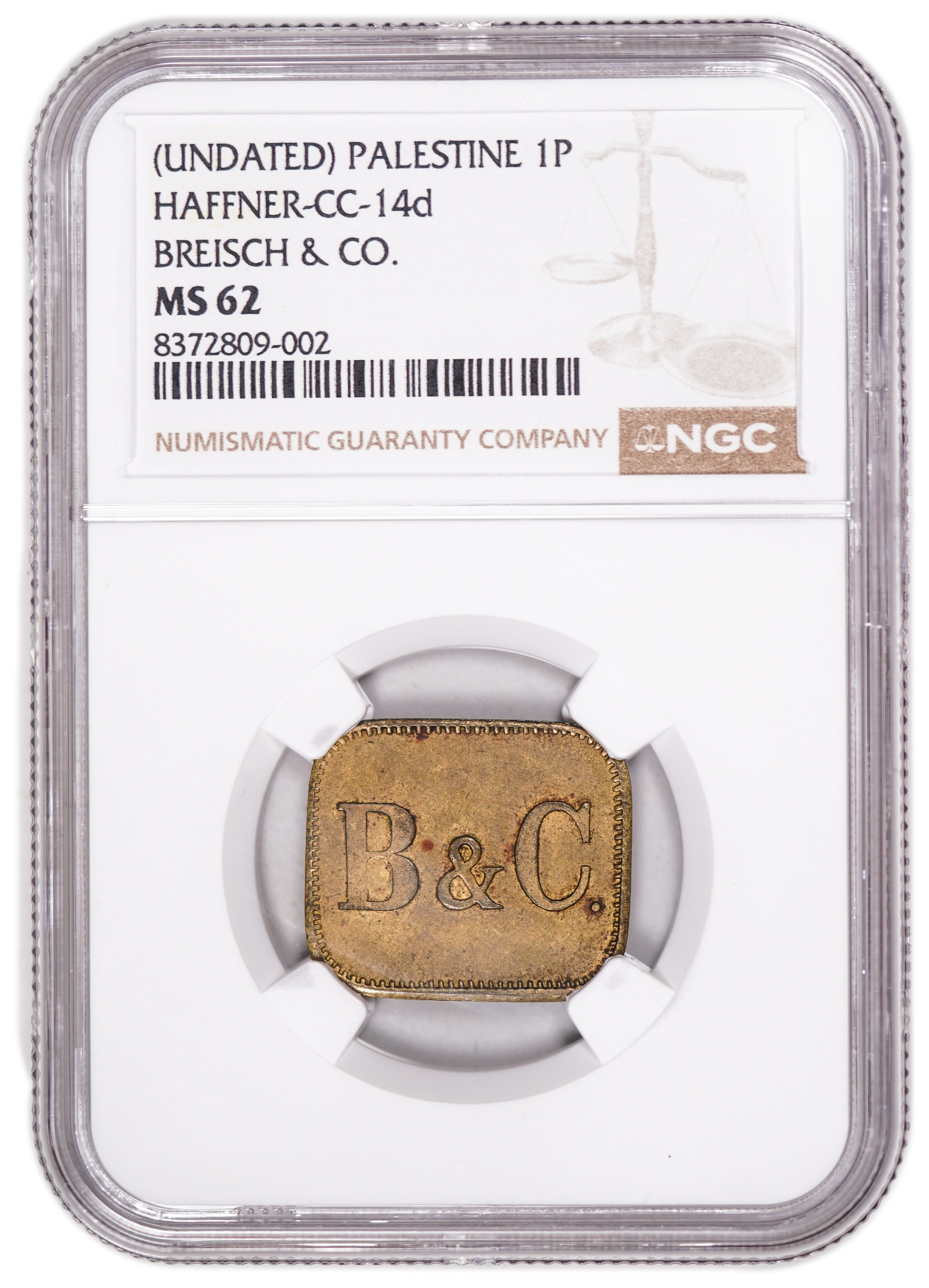 Palestine - Templar Colony Token - 1 Para / Piastre 1880' - NGC MS 62 - 1 2