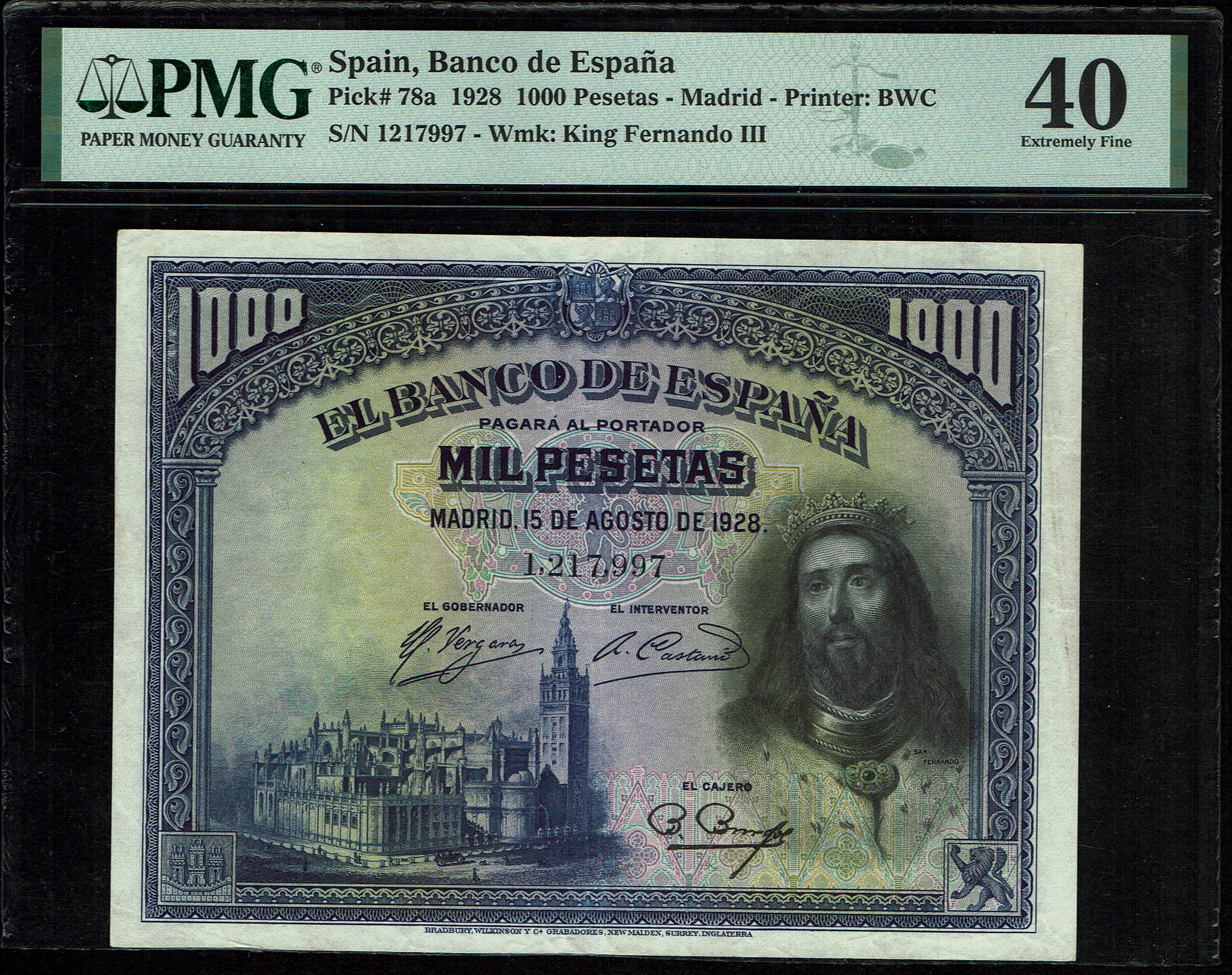 Spain - 1000 Pesetas 1928 - PMG 40 - 1 0