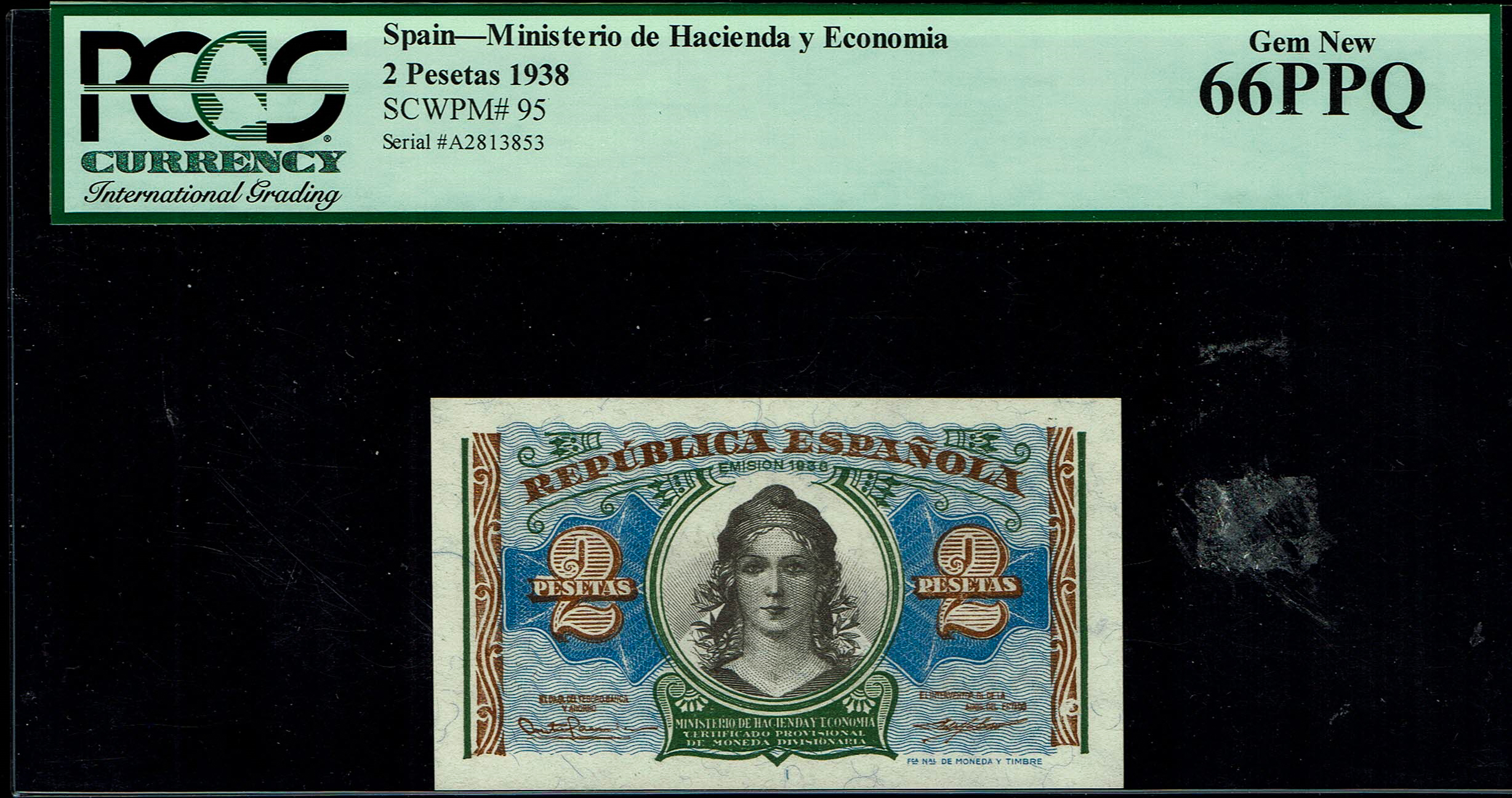 Spain - 2 Pesetas 1938 - PCGS 66 PPQ - 1 0