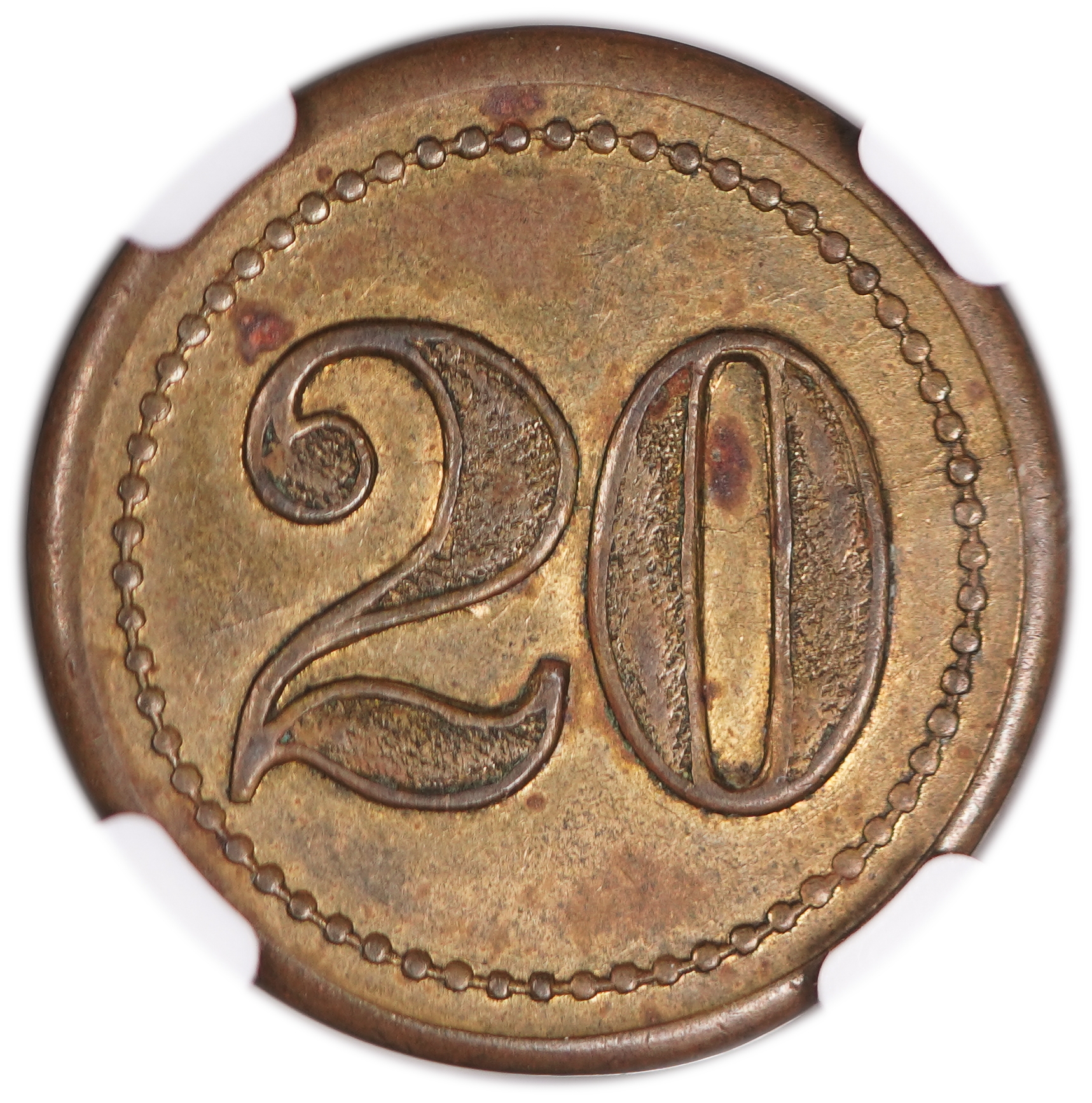 Palestine - Cafe werner token - 20 MIls 1930', bronze - NGC AU 58 BN