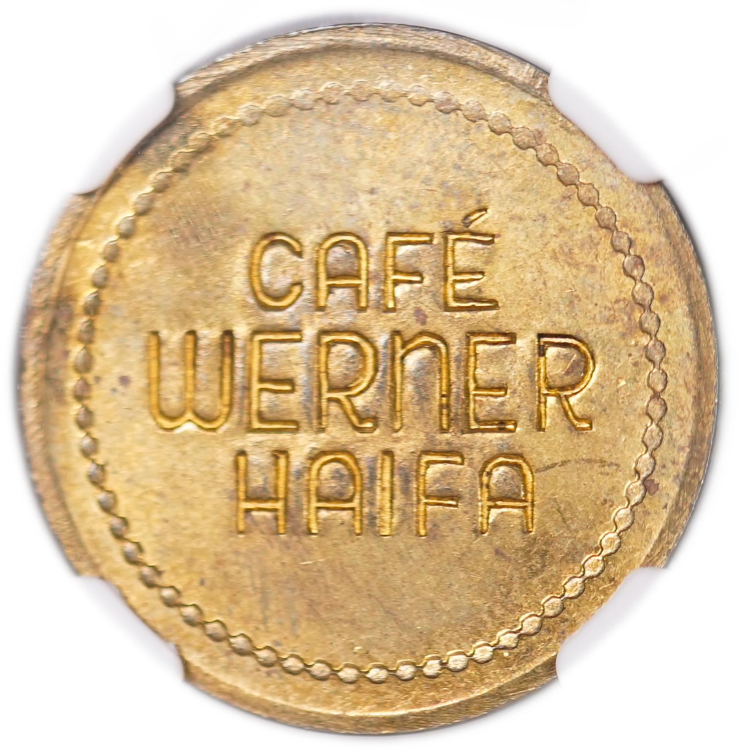Palestine - Cafe werner token - 10 MIls 1930', bronze - NGC MS 63 BN - Rare in this high grade - 1 1