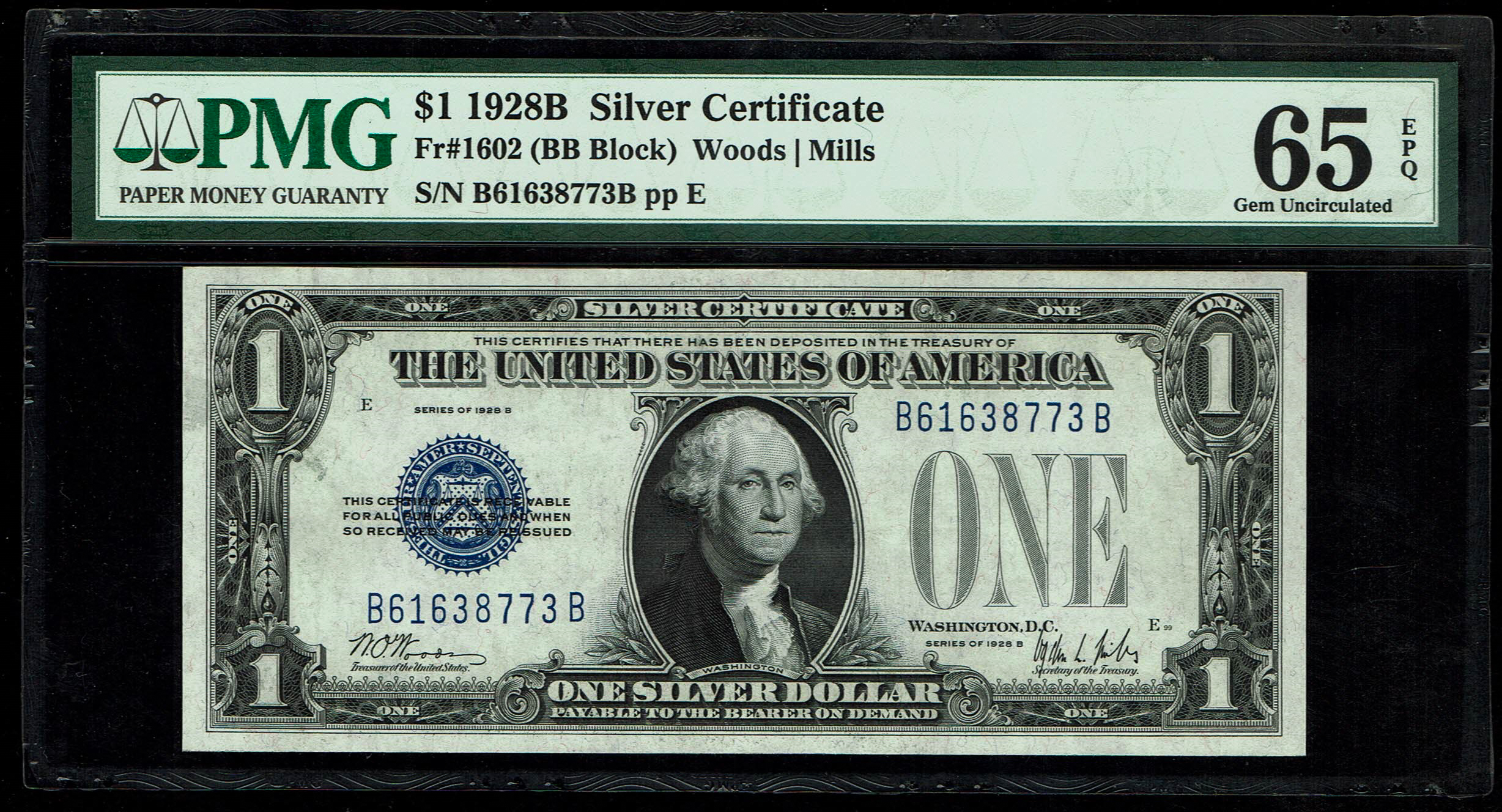 USA – 1 Dollar 1928B – Silver Cerificate – PMG 65 EPQ - 1 0