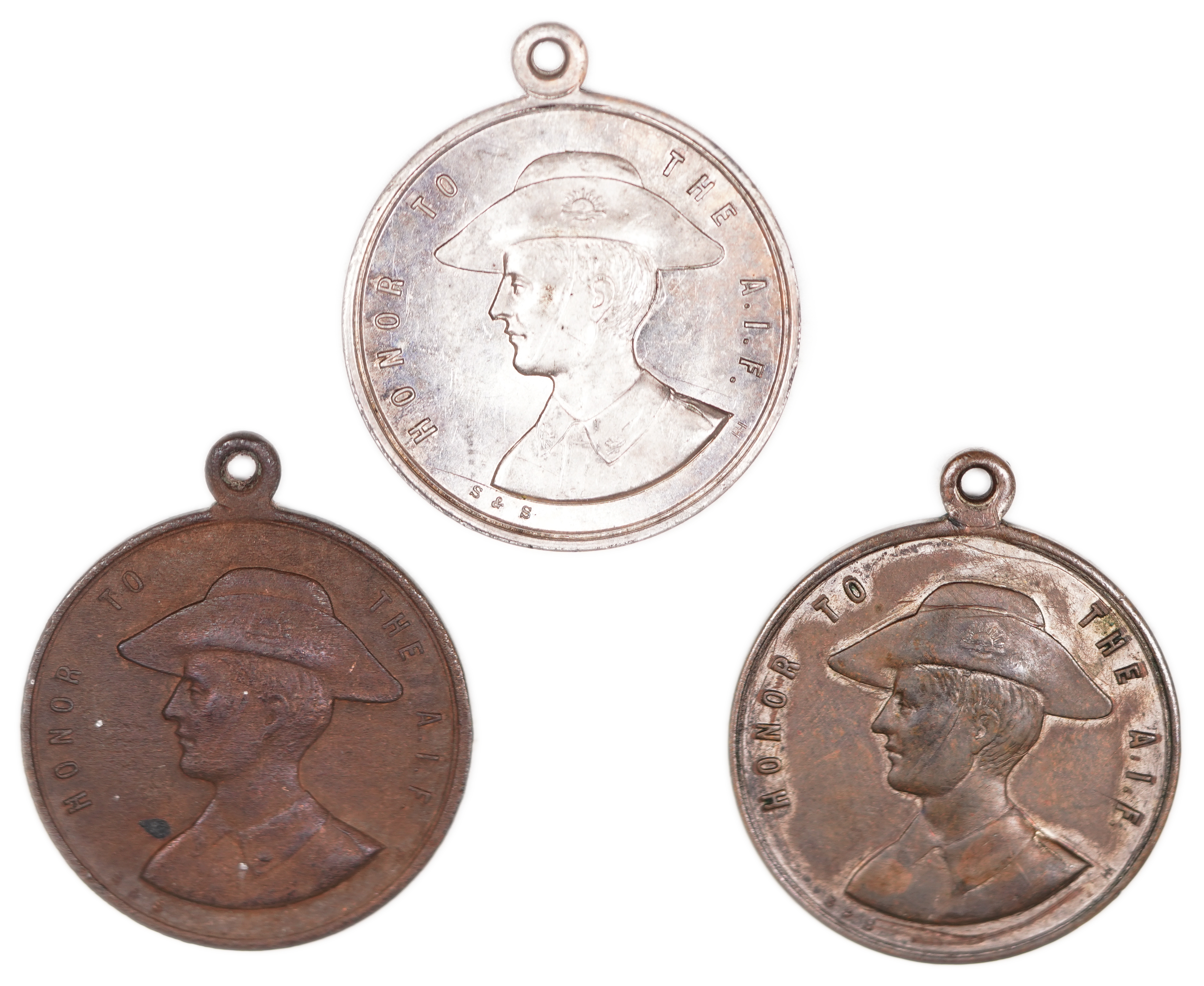 Judaica / Zionism - Australia / Palestine, Three “ANZAC Day 1918” Medals - Tribute to the Australian Imperial Force ... - 1 0