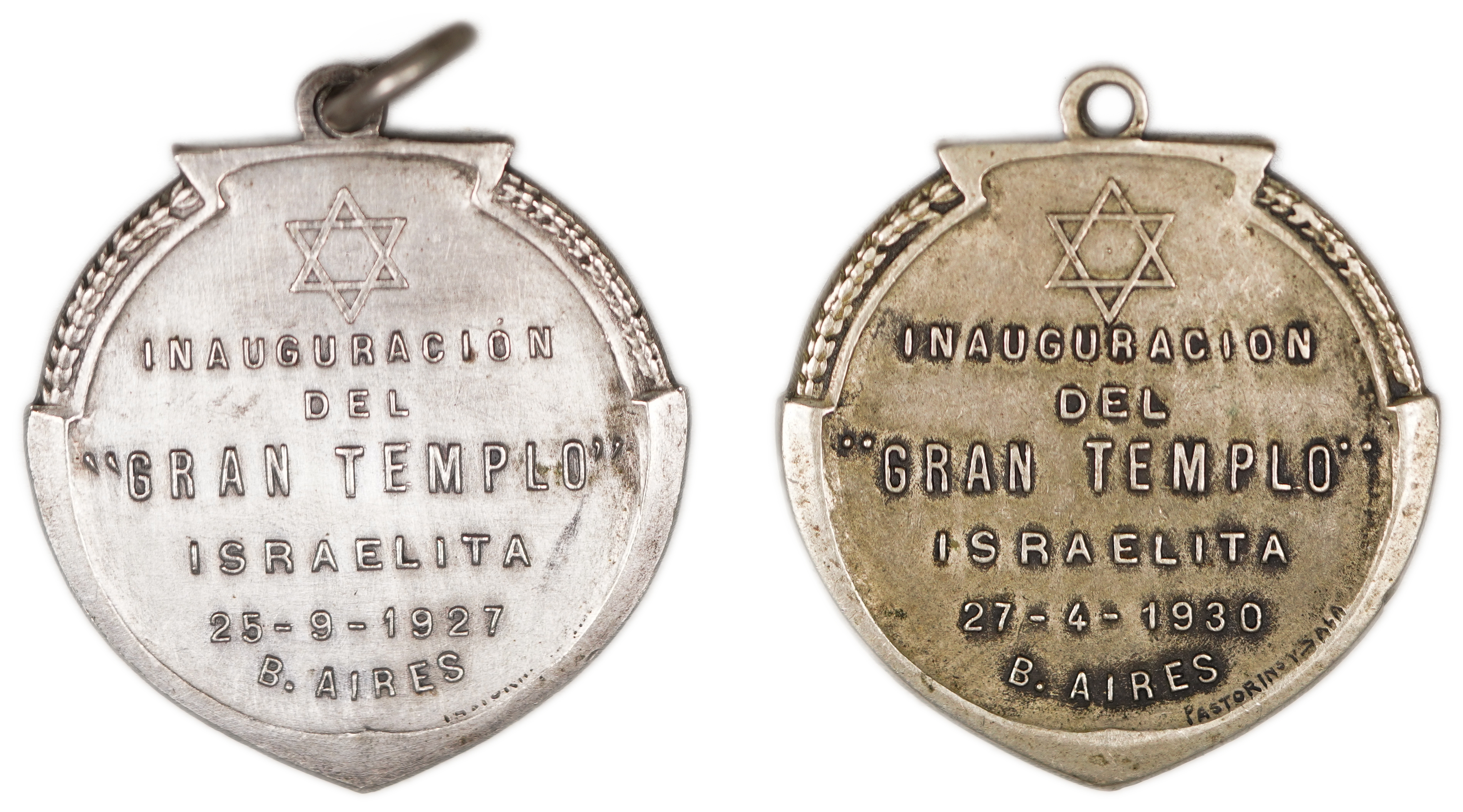 Judaica / Zionism - Argentina, Pair of Medals for the Inauguration of the “Gran Templo Israelita” in Buenos Aires ... - 1 0