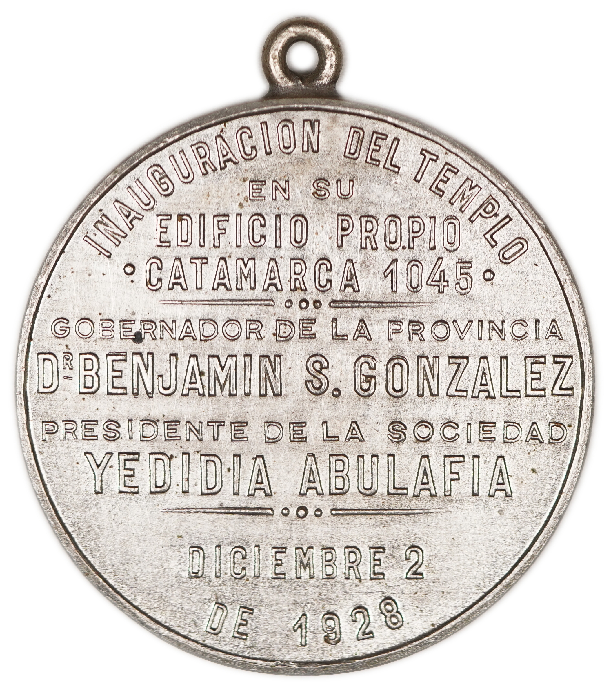 Judaica / Zionism - Argentina, Silver Medal for the Inauguration of the Synagogue of the “Society of Latin Jewish ... - 1 1