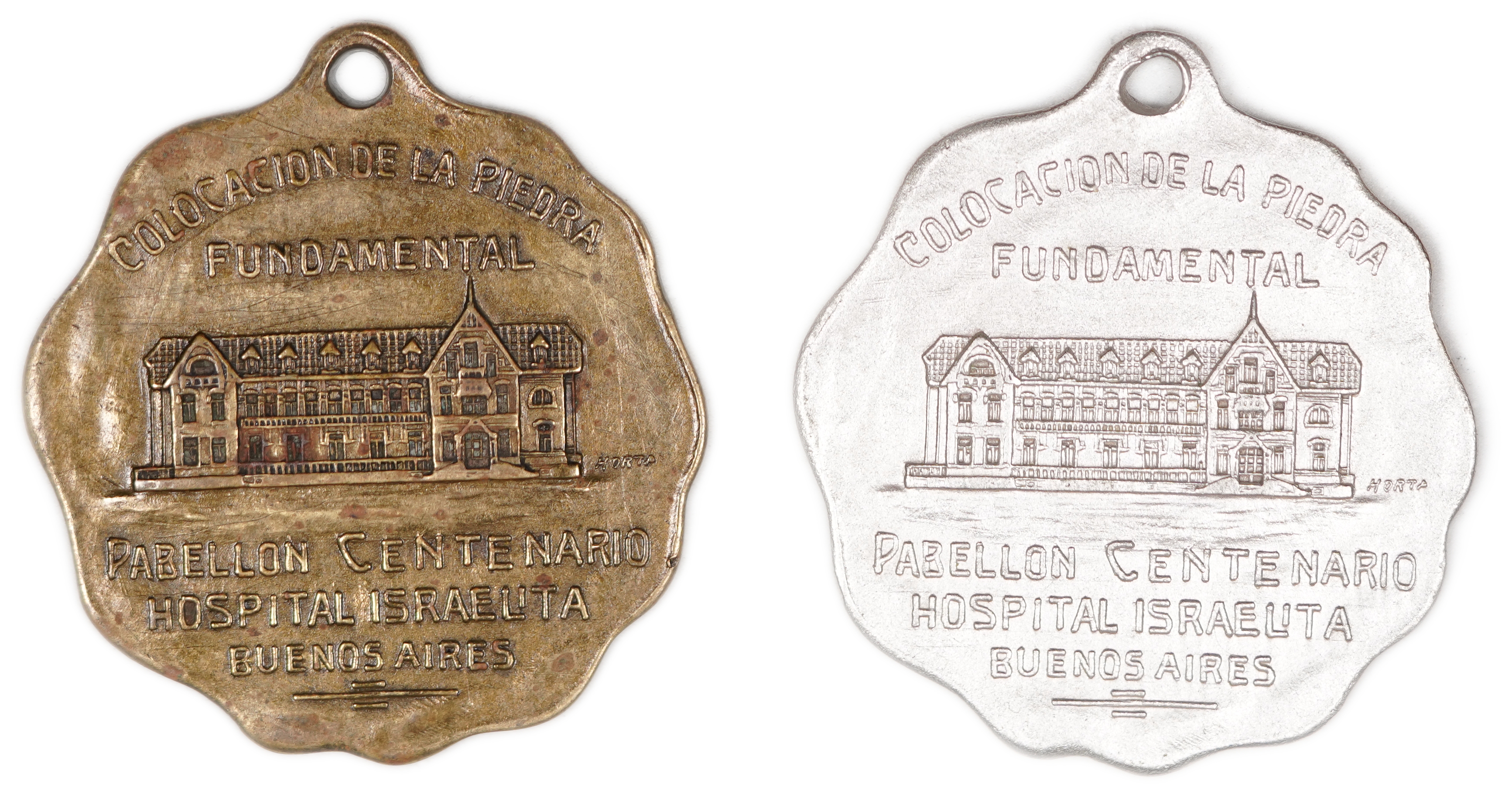 Judaica / Zionism - Argentina, Pair of Medals Commemorating the Laying of the Cornerstone of the Jewish Hospital ... - 1 0