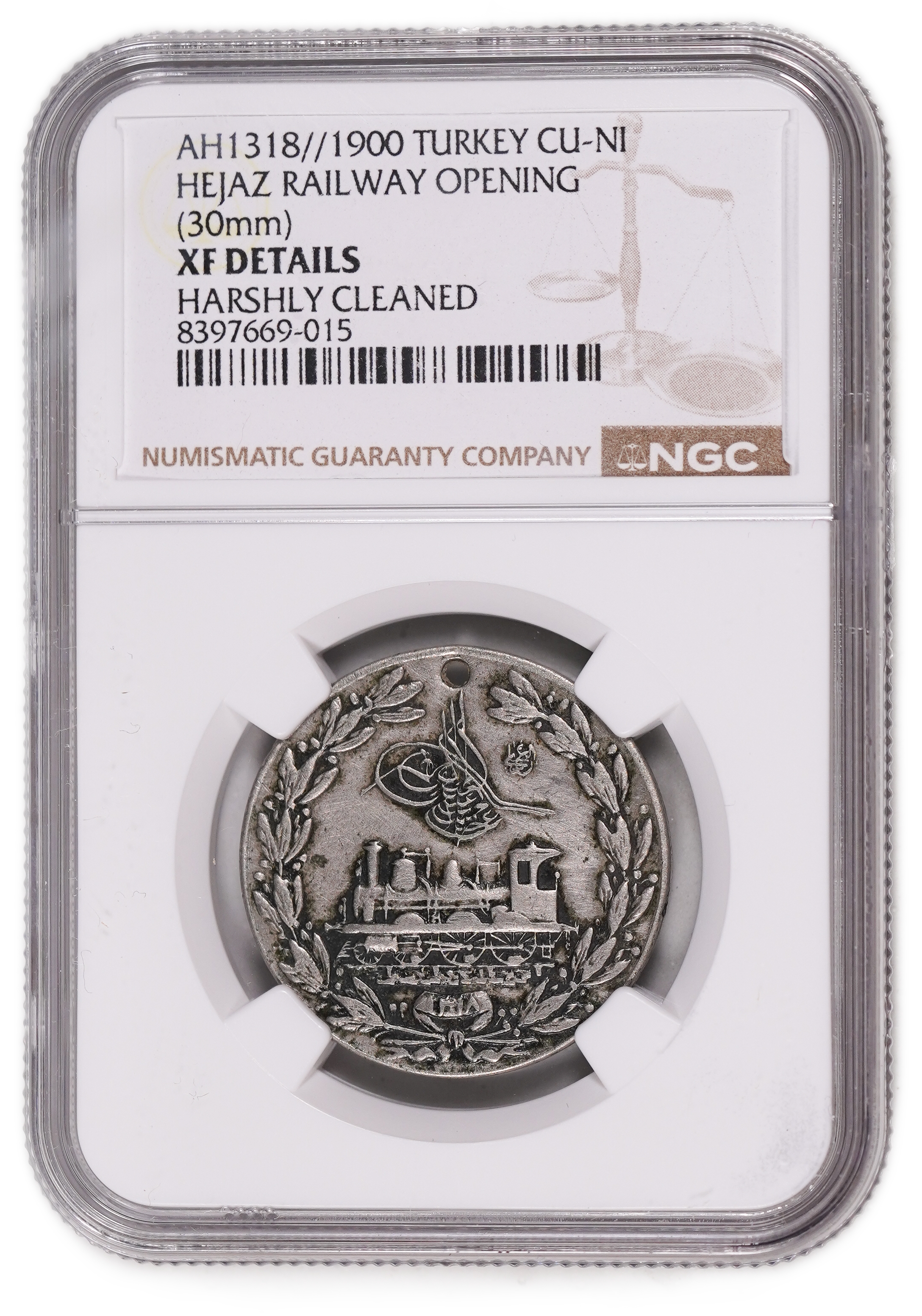 Palestine - Ottoman Empire, Hijaz Railway Medal 1900 - NGC XF DETAILS - Rare Historical Piece - 1 2