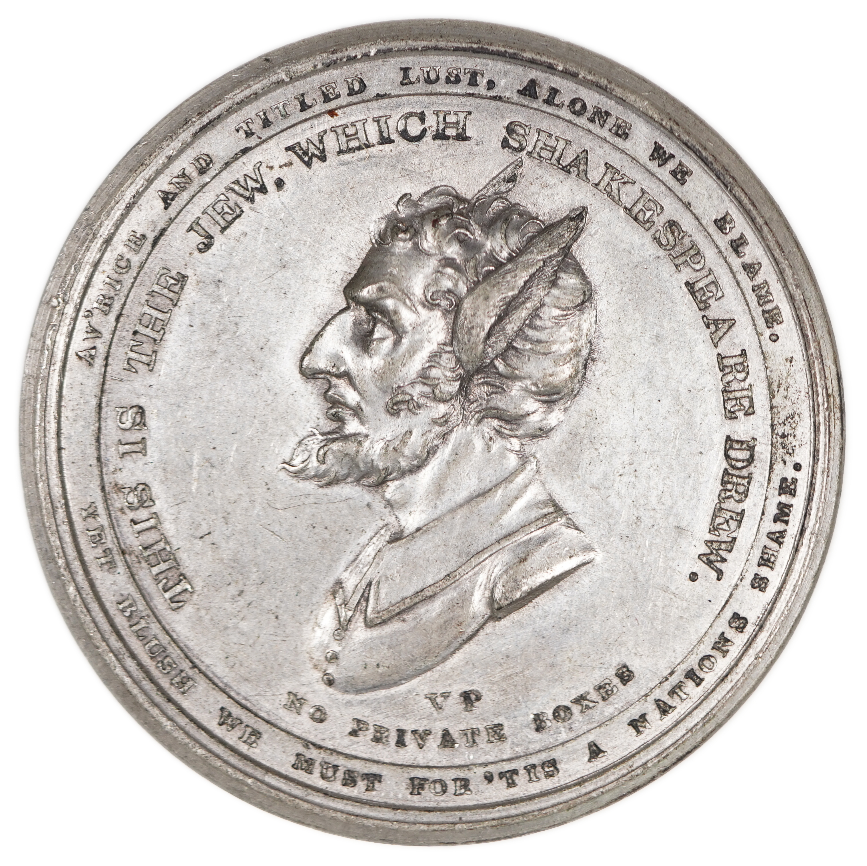 Judaica / Zionism - England, Antisemitic Medal “The Jew Which Shakespeare Drew”, Late 18th Century - 1 0