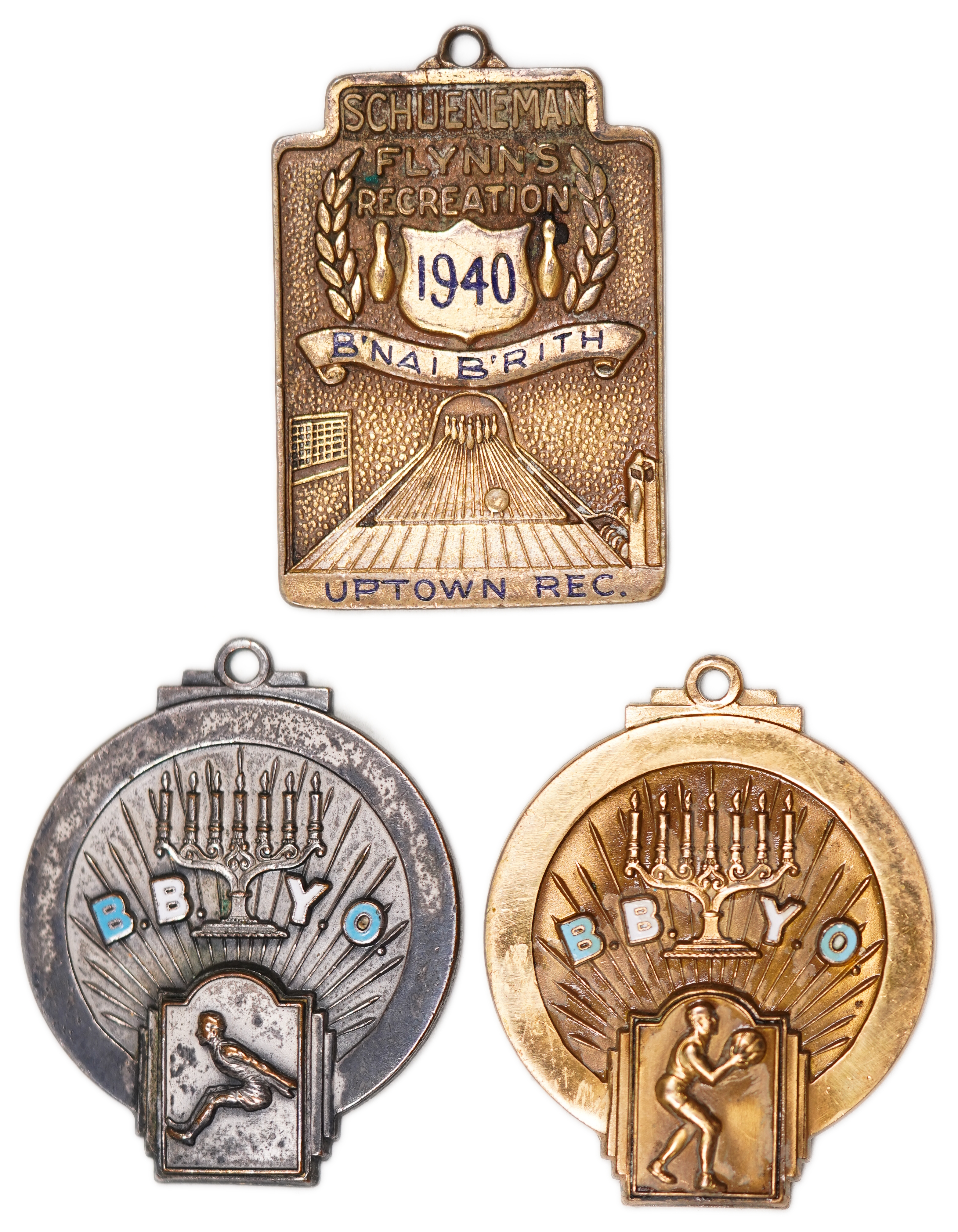 Judaica / Zionism - USA, Three Sports Medals, B’nai B’rith and B.B.Y.O, 1930s-1940s - 1 0