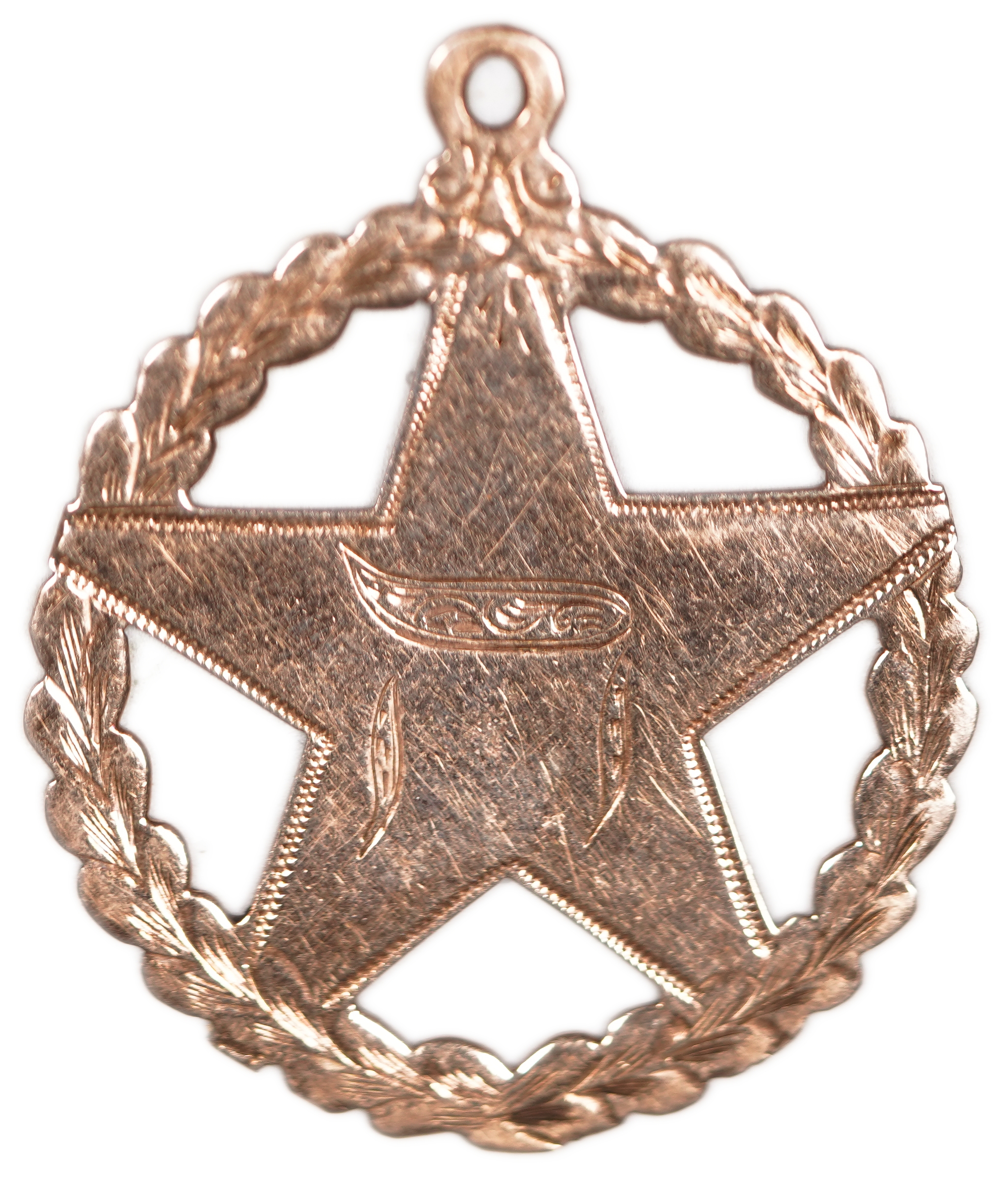 Judaica / Zionism - Gold pendant with Hebrew letter Hei and engraved dedication, USA, 1924 - 1 0