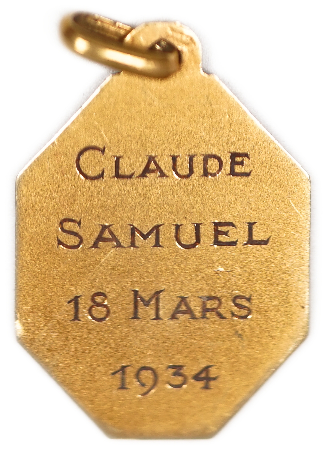 Judaica / Zionisim - Europe, gold pendant "Shad-ai" with French dedication, 1934 - 1 1
