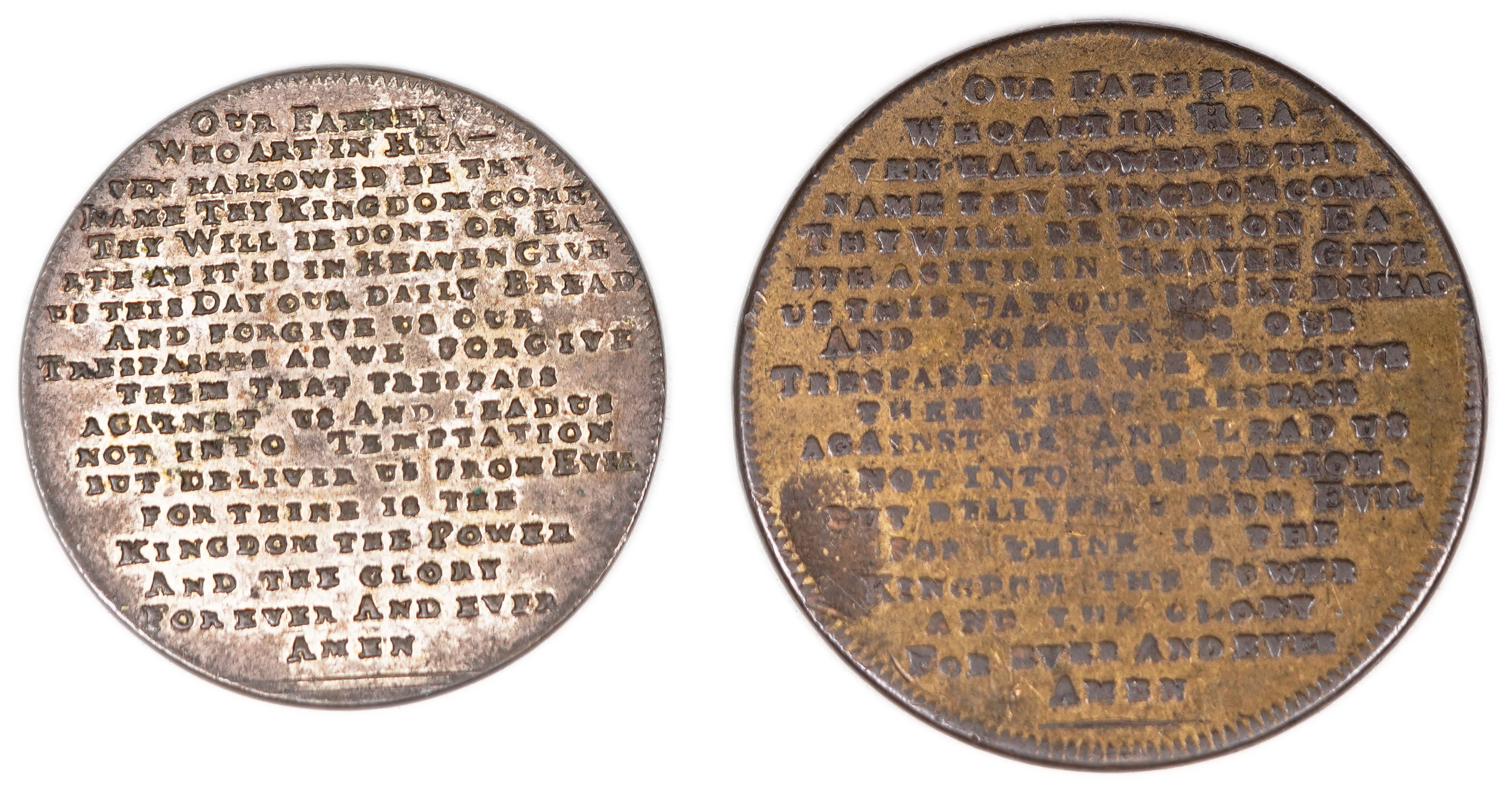 Judaica / Zionism - England, Two Anglo-Christian Tokens Featuring the Hebrew Tetragrammaton (19th Century) - 1 1