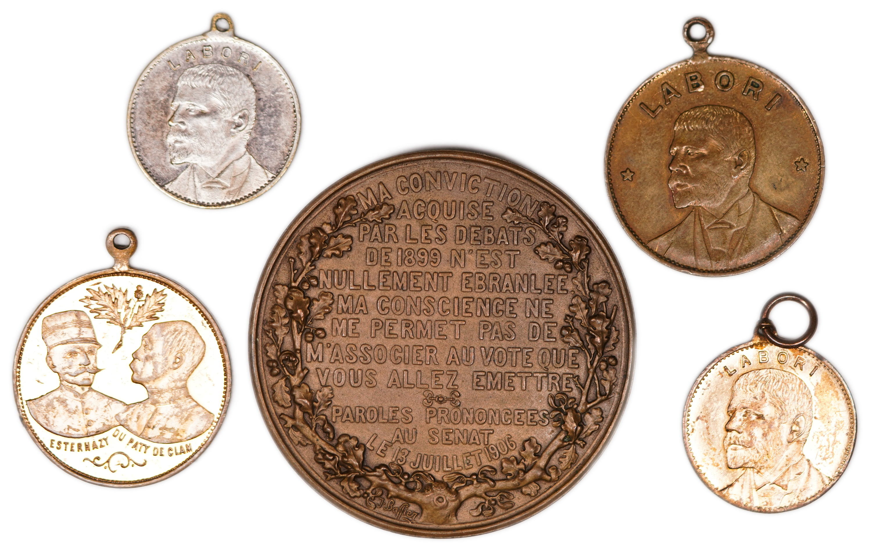 Judaica / Zionisim - France, Five Medals Struck for the Dreyfus Affair (Late 19th - Early 20th Century) - 1 1