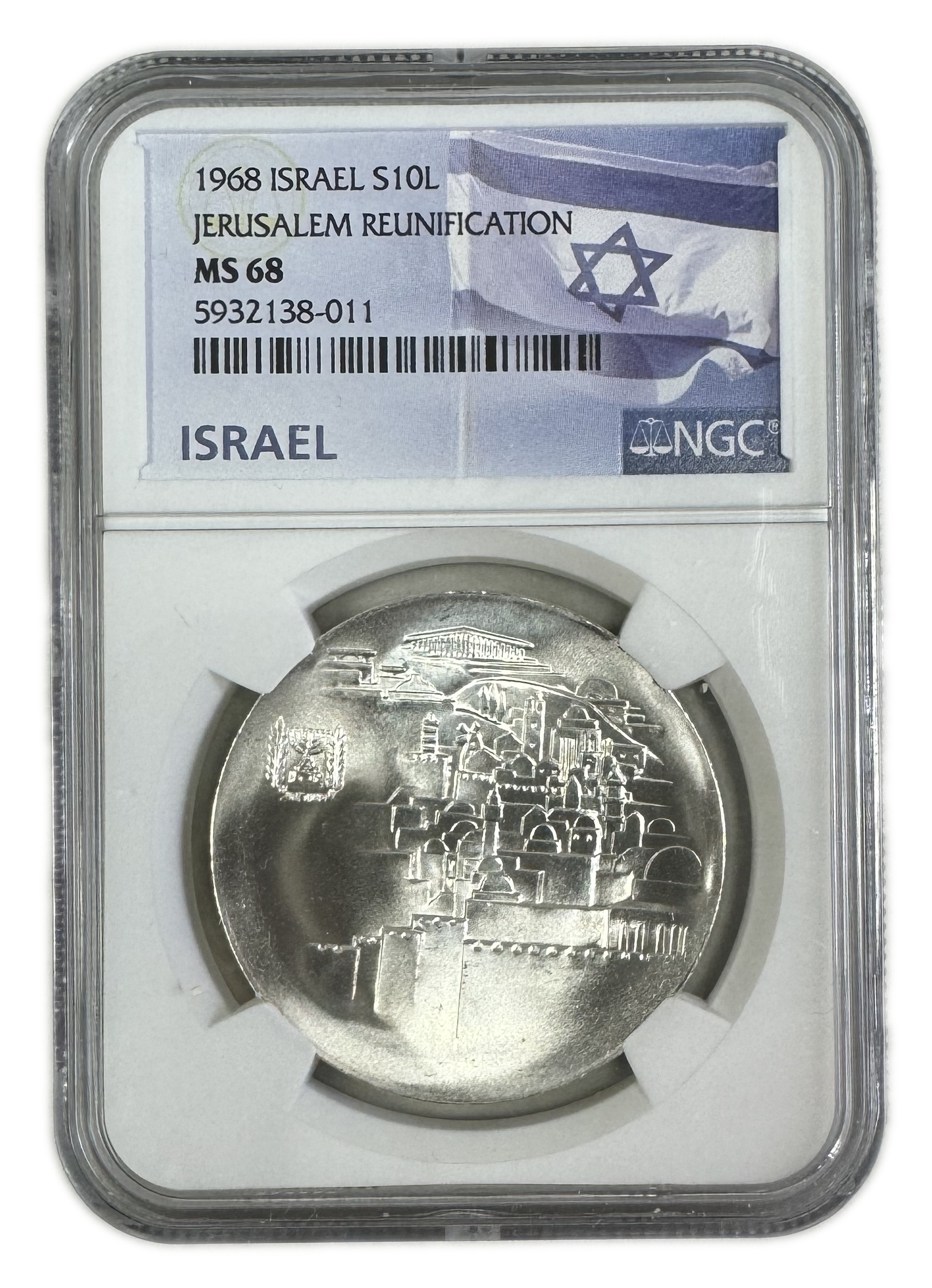 Israel - 10 Lira coins 1968 - Jerusalem - NGC MS 68 - 1 0