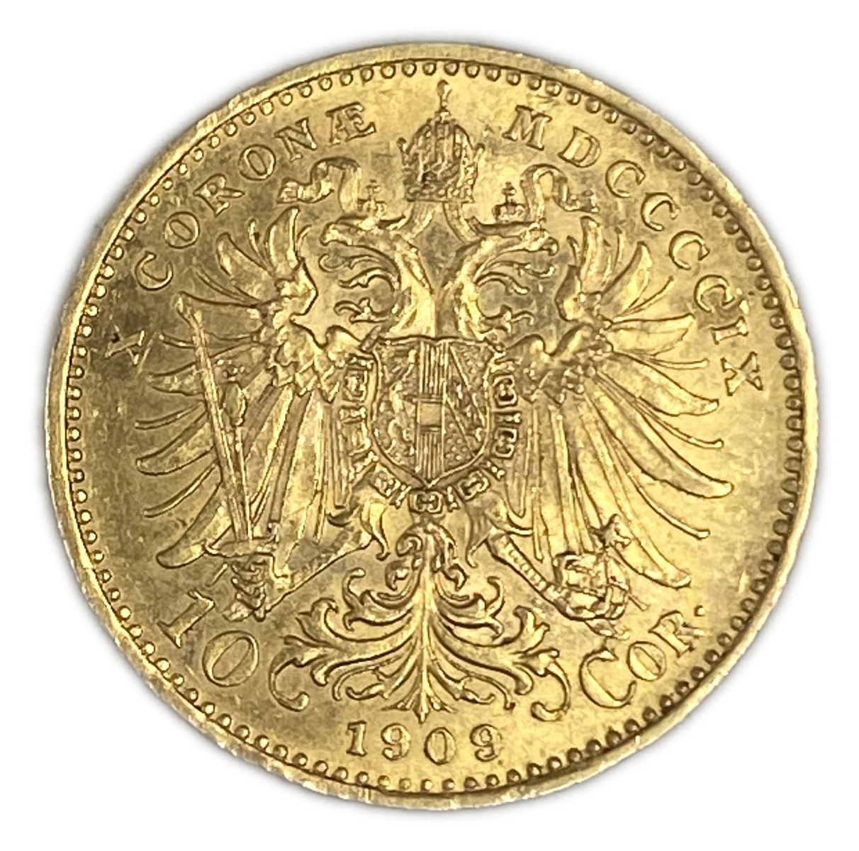 Austria – 10 krona 1909 – AU-UNC – gold 900, 19 mm, 3.39 g