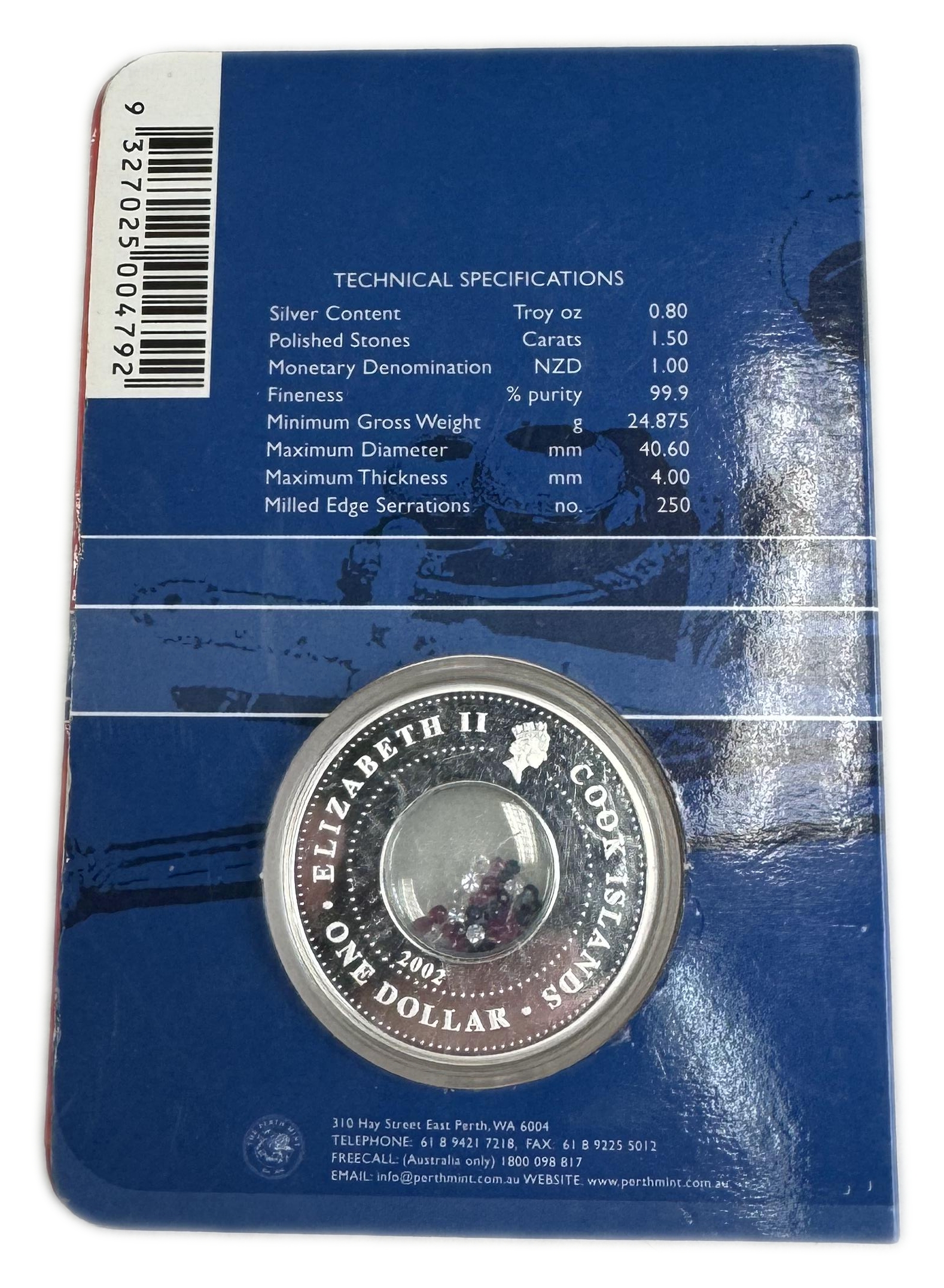 Cook Islands - 1 Dollar 2002 - Elizabeth II Crown Jewels - Silver 999, 24.875g, 40.6mm - 1 2
