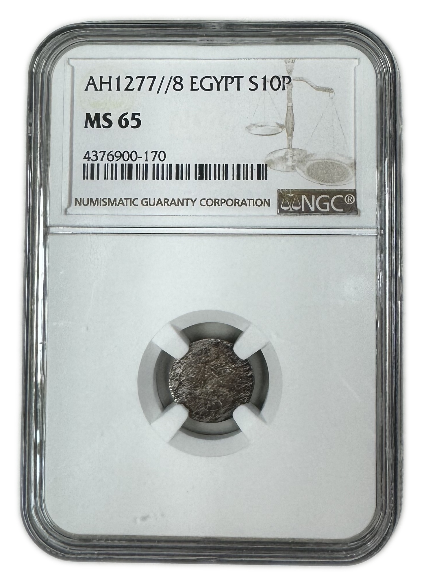 Egypt - 10 Para 1861 (AH 1277) - Abdulmecid I - NGC MS 65 - Silver 833, 0.37g, 14.4mm - 1 2