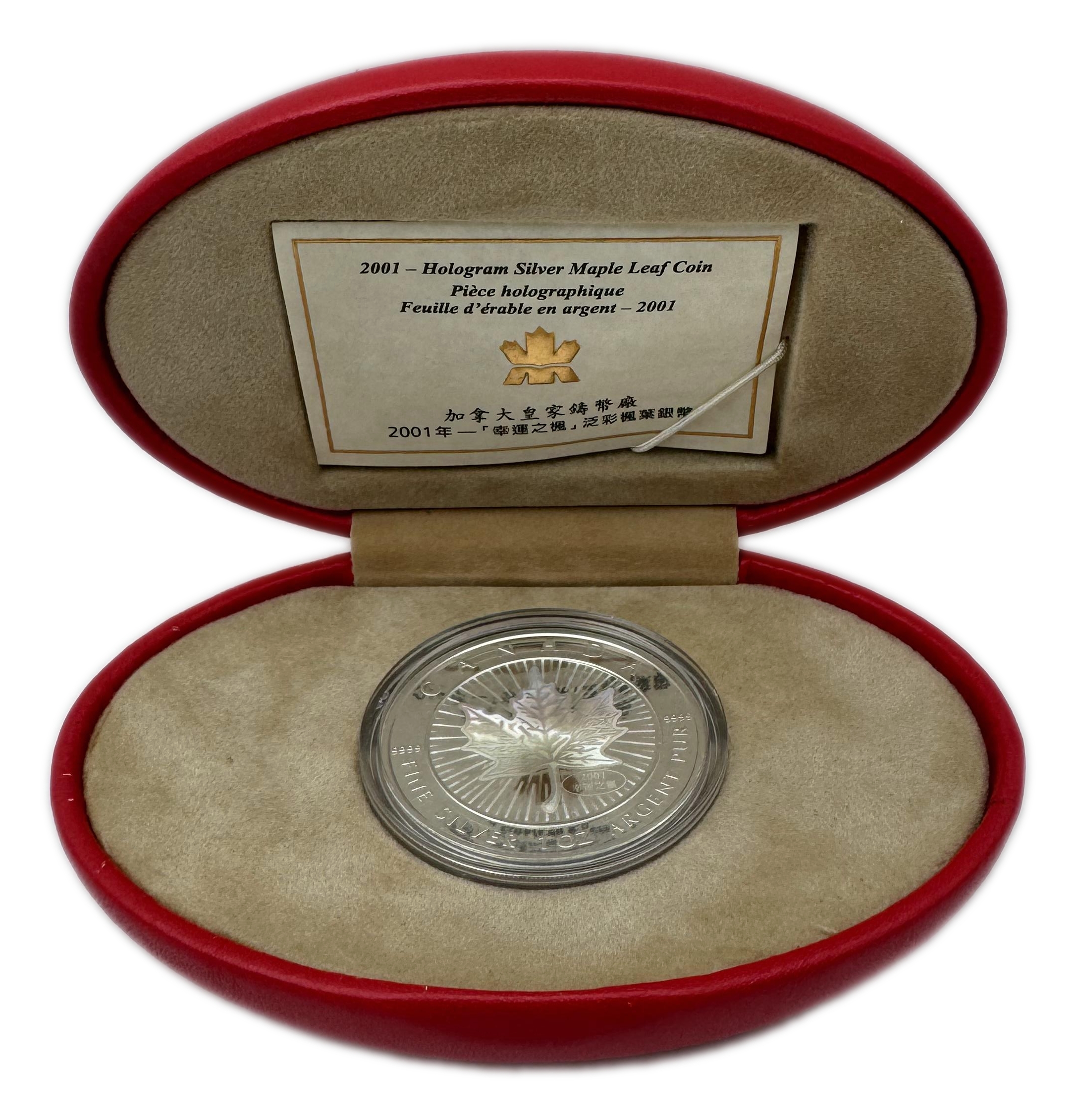 Canada - 5 Dollars 2001 - Elizabeth II Maple of Good Fortune - Silver 999, 31.1g, 38mm - 1 2