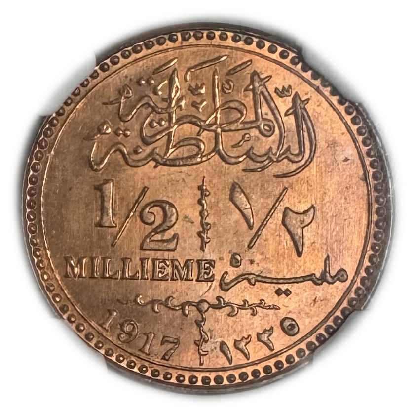 Egypt – 1/2 Mil 1917 – NGC MS 66 RB - Very high grade, beautiful coin