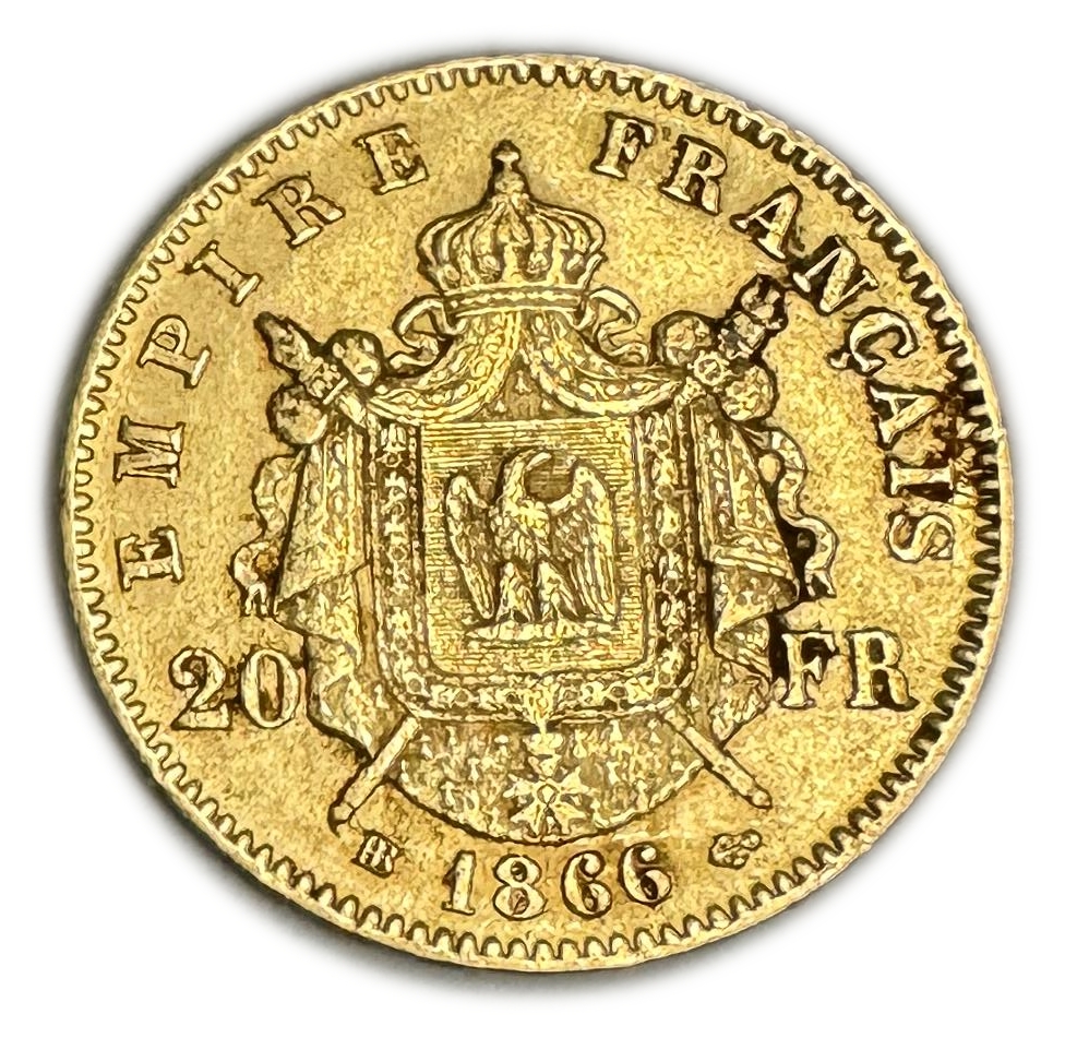 France - 20 Francs 1866 - Napoleon III - Gold 900, 6.43, 21mm