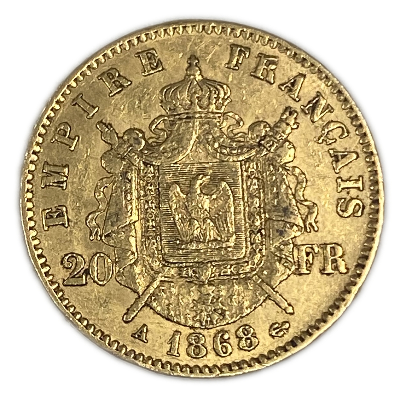 France - 20 Francs 1868 - Napoleon III - Gold 900, 6.44, 21mm