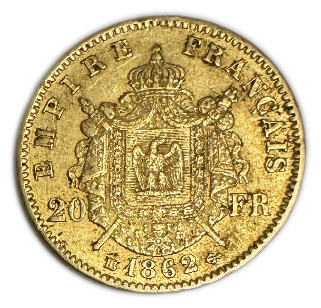 France - 20 Francs 1862 - Napoleon III - Gold 900, 6.43, 21mm