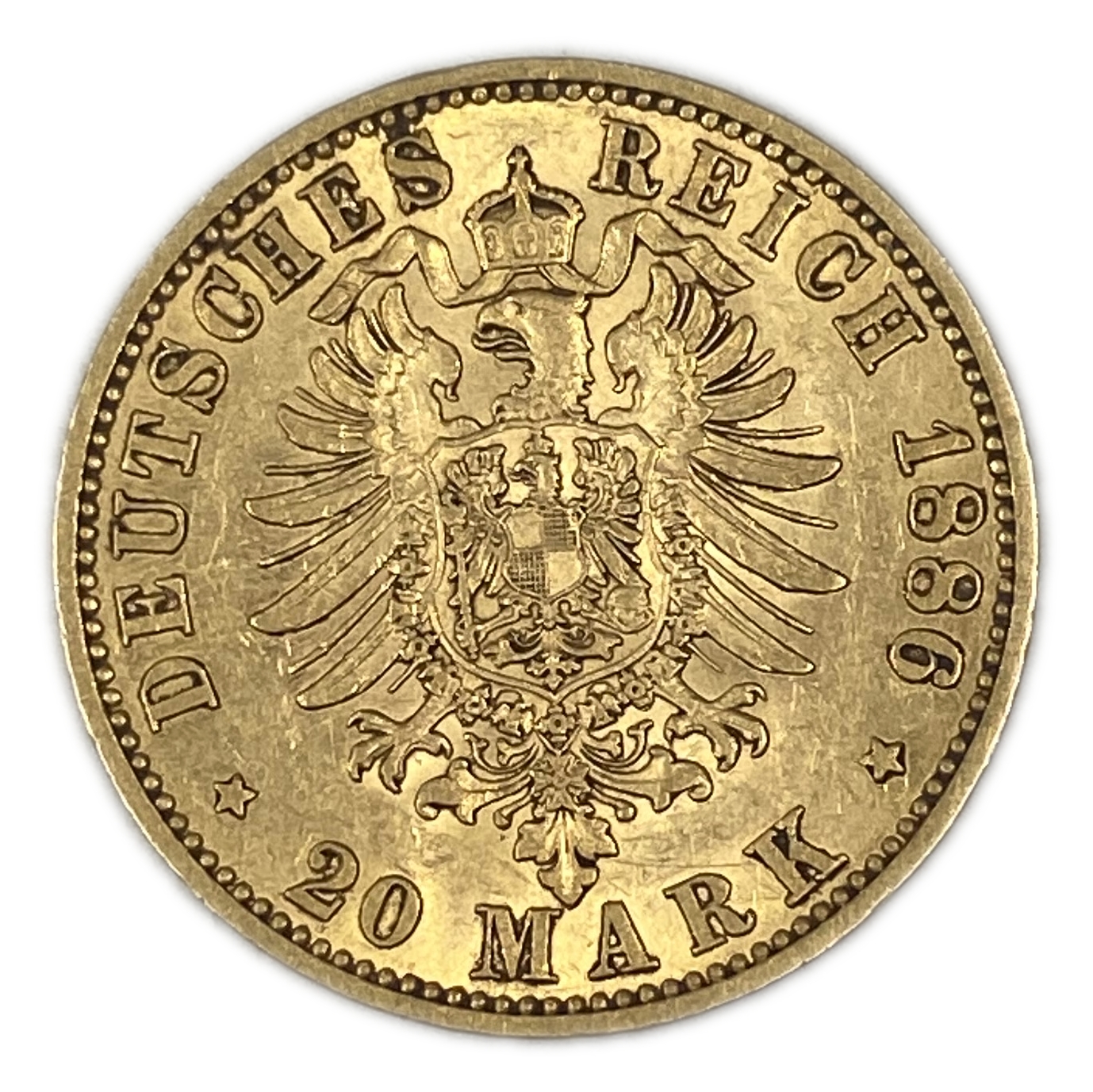 Germany Prussia – 20 Mark 1886 – Wilhelm I – Gold 900, 7.95g, 22mm