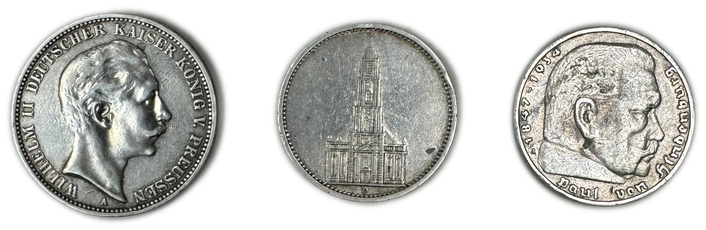 Germany - a group of 3 German coins, all made of silver - different values, years and conditions - 1 1