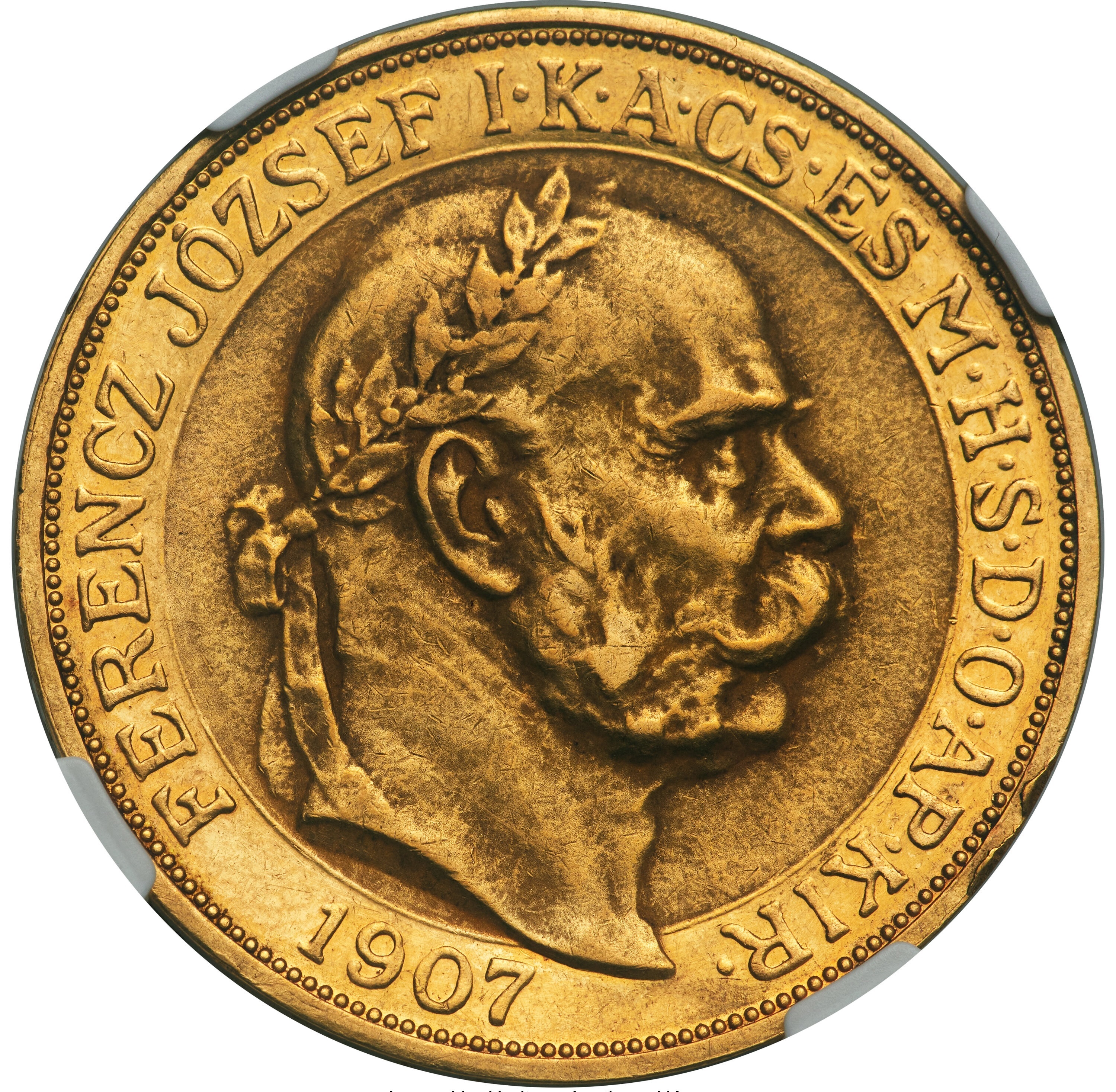 Hungary - 100 Korona 1907 - Francis Joseph I Coronation - NGC AU 55 - Gold 900, 33.87g, 36mm - 1 0