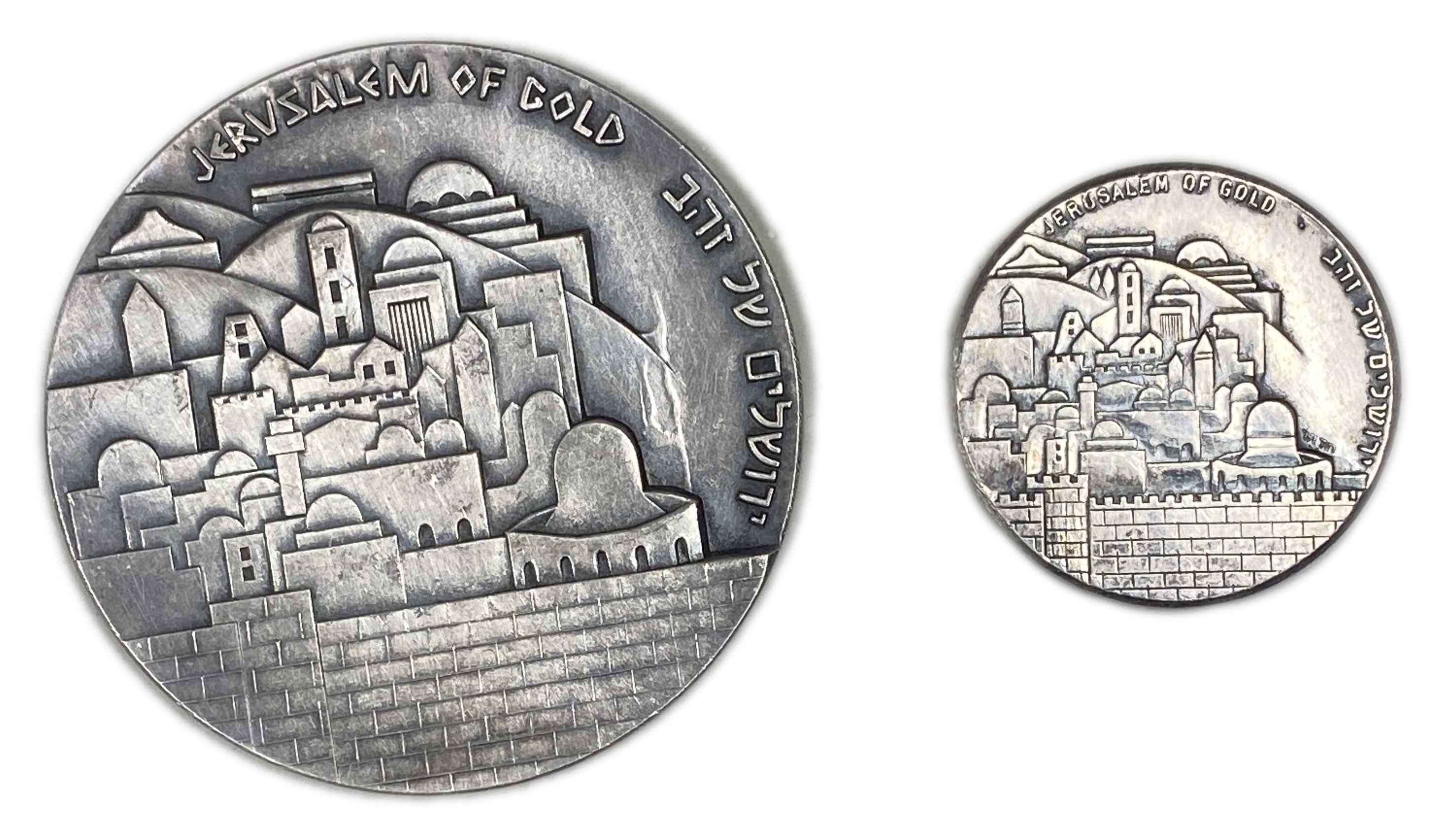 Israel - a pair of medals, 25 years of the State of Israel, made of silver, 59, 35 mm, 81g, 28g - 1 0