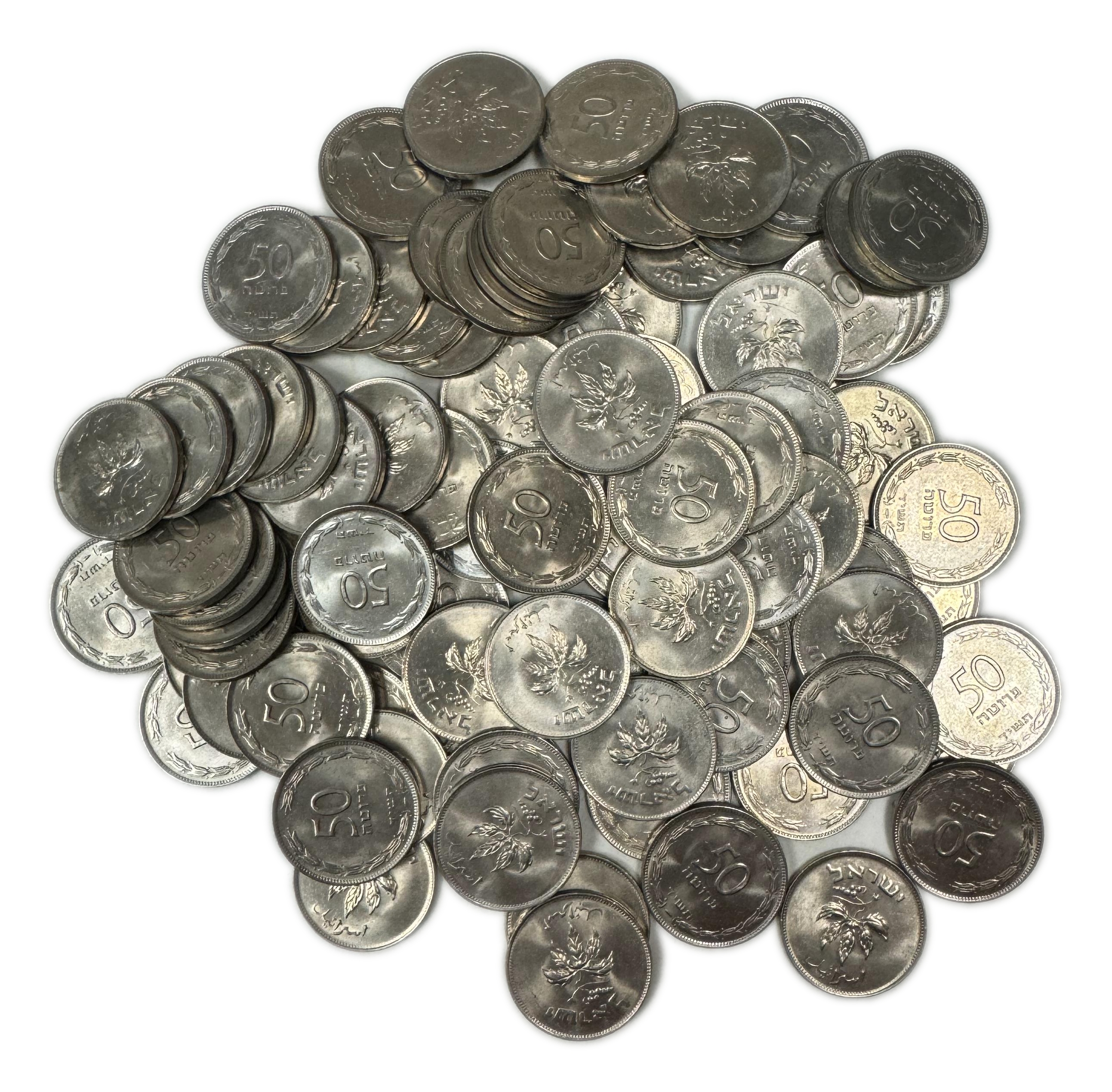 Israel - About 100 coins of 50 Pruta 1954 - AU-UNC - 1 0