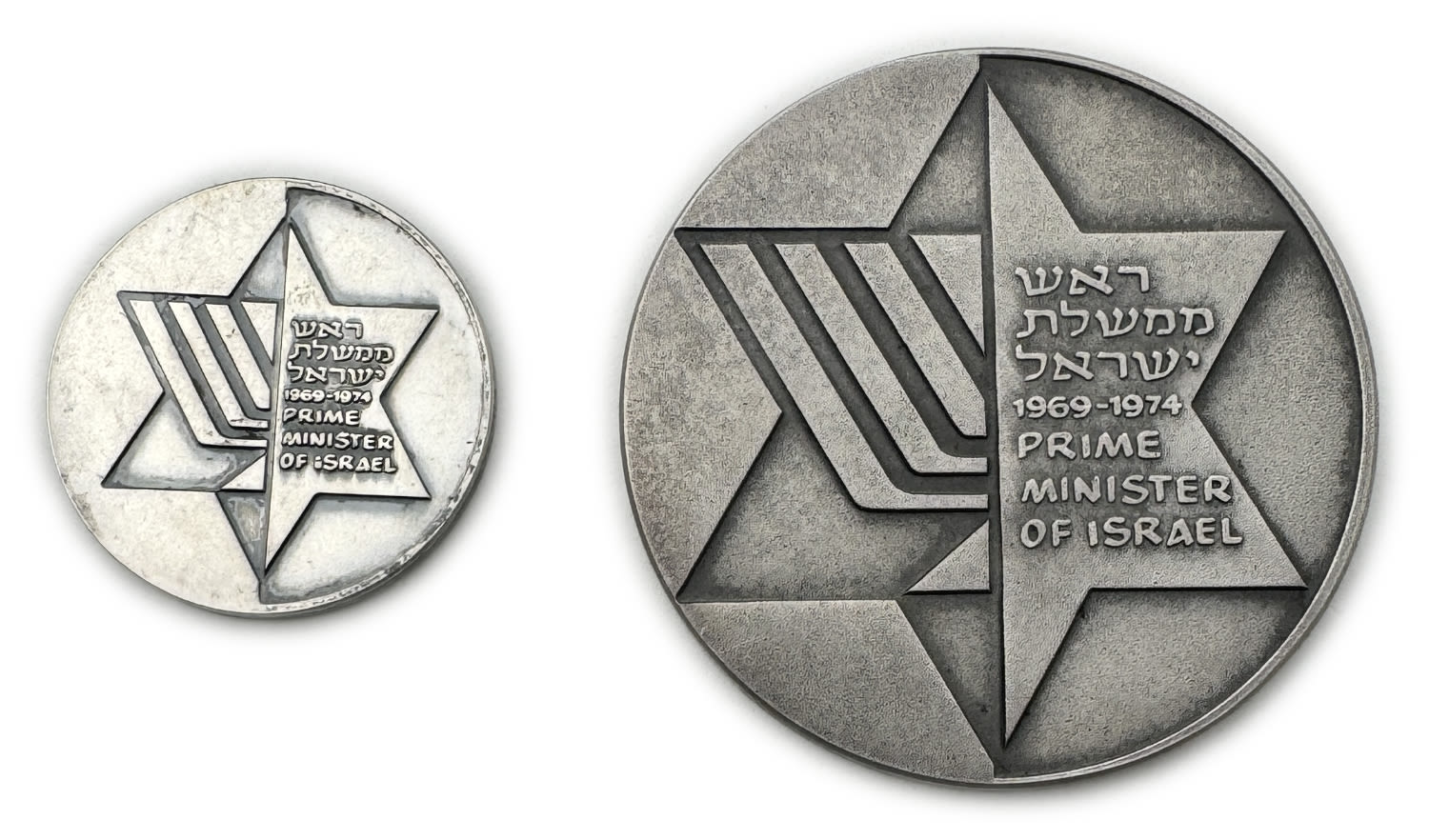 Israel - A pair of medals, in memory of Prime Minister Golda Meir 1898-1978 - Silver 935,99g, 29g, 58mm, 35mm - 1 1