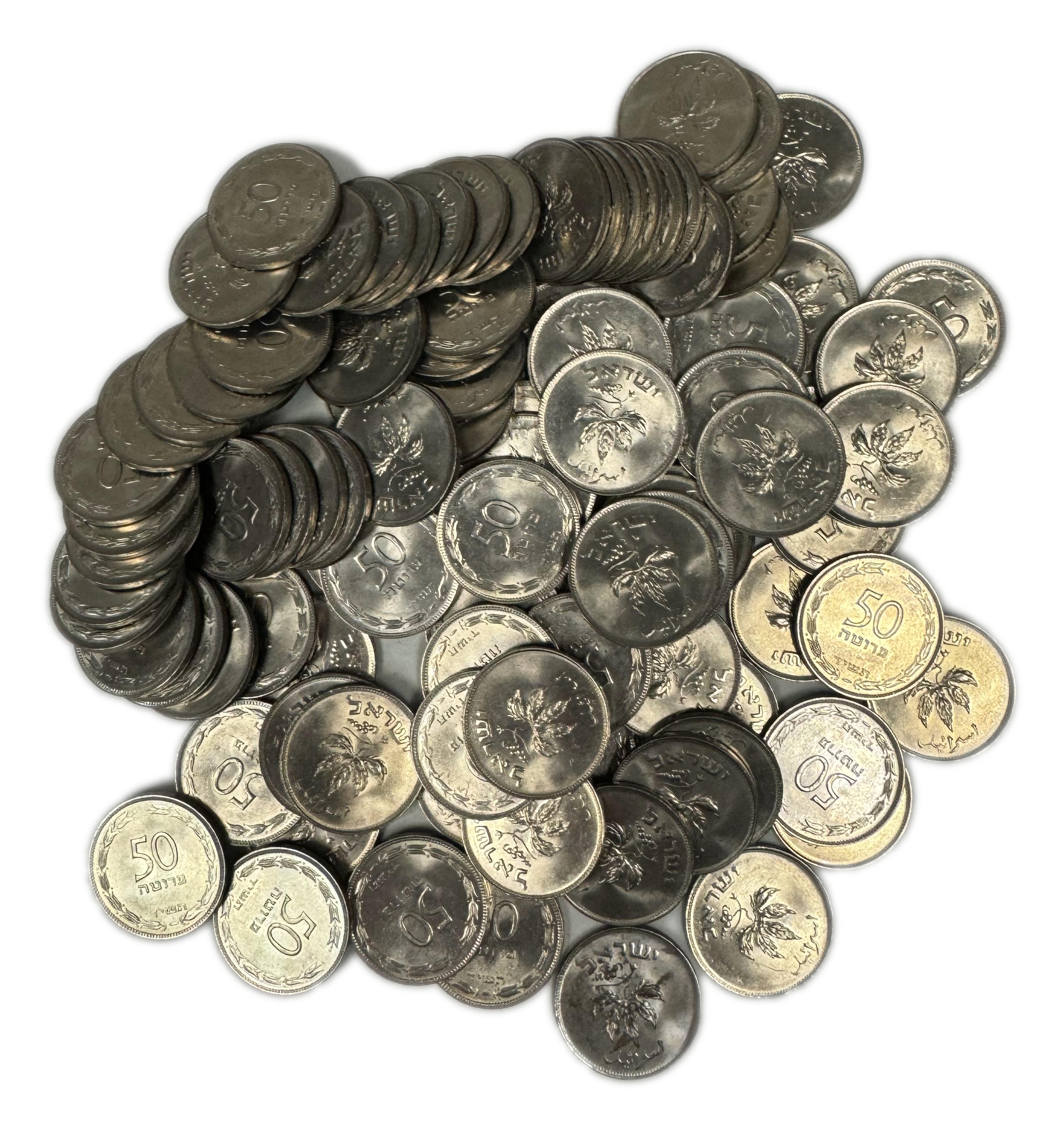 Israel - About 100 coins of 50 Pruta 1954 - AU-UNC - 1 0