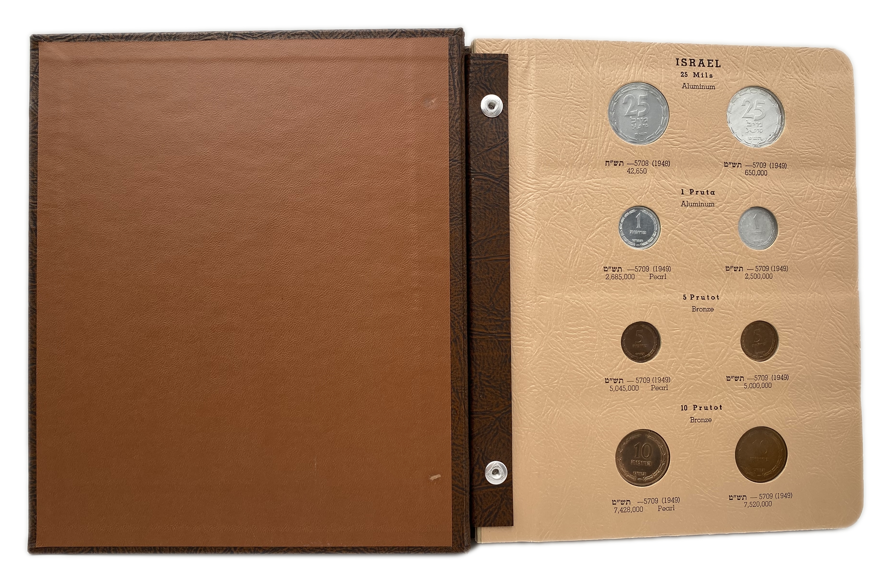 Israel - an impressive and unique coin album for Israeli coins, contains 3 coin pages full of Israeli coins from ... - 1 0