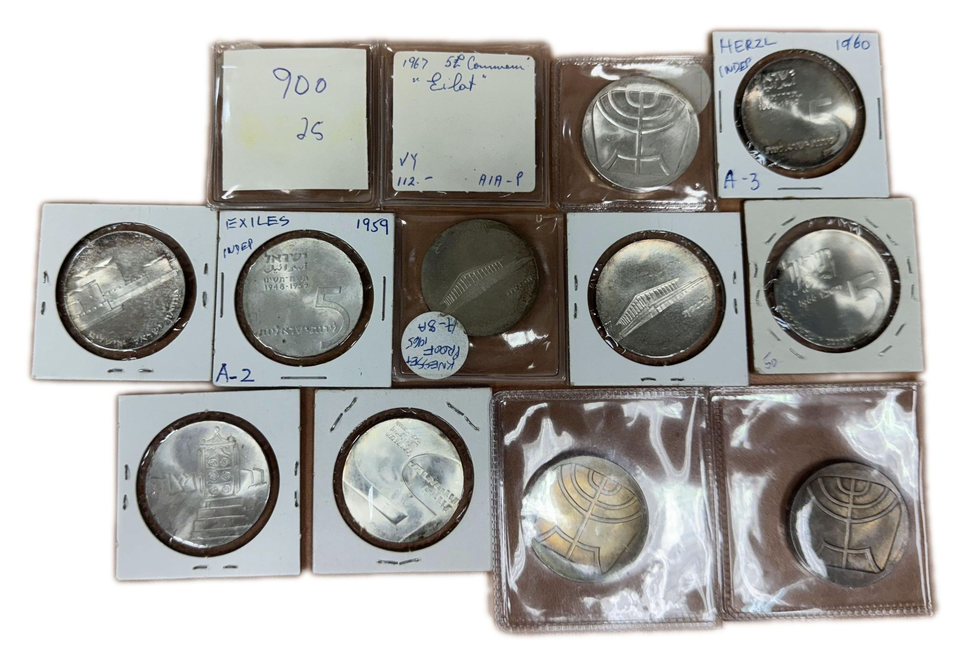 Israel - a large collection of 13 silver coins - 1960s-1980s - silver 900, 25g per unit (325g total) - The absolute ... - 1 1