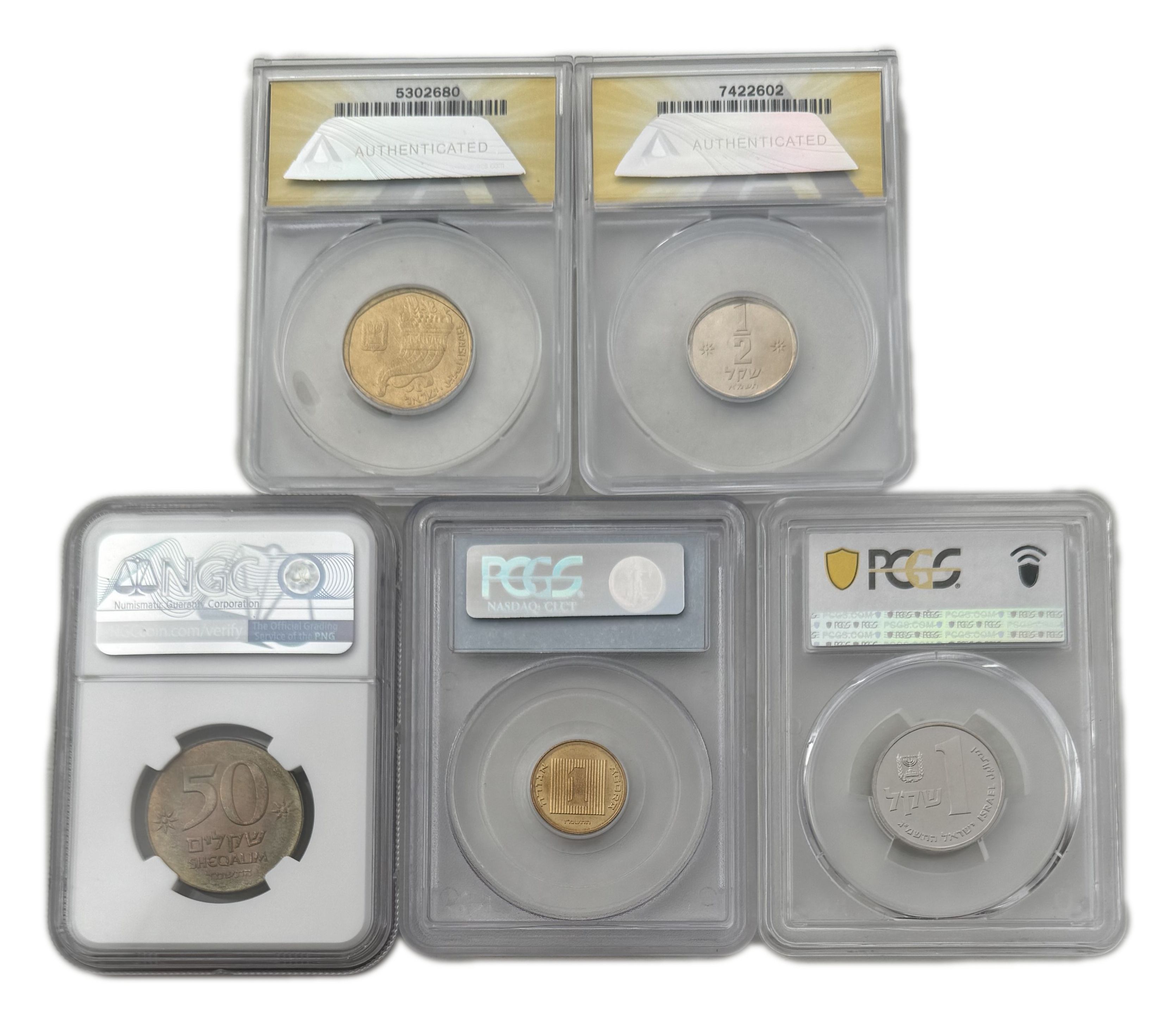 Israel - a group of 5 coins graded by NGC, PCGS and ANACS - 1 1