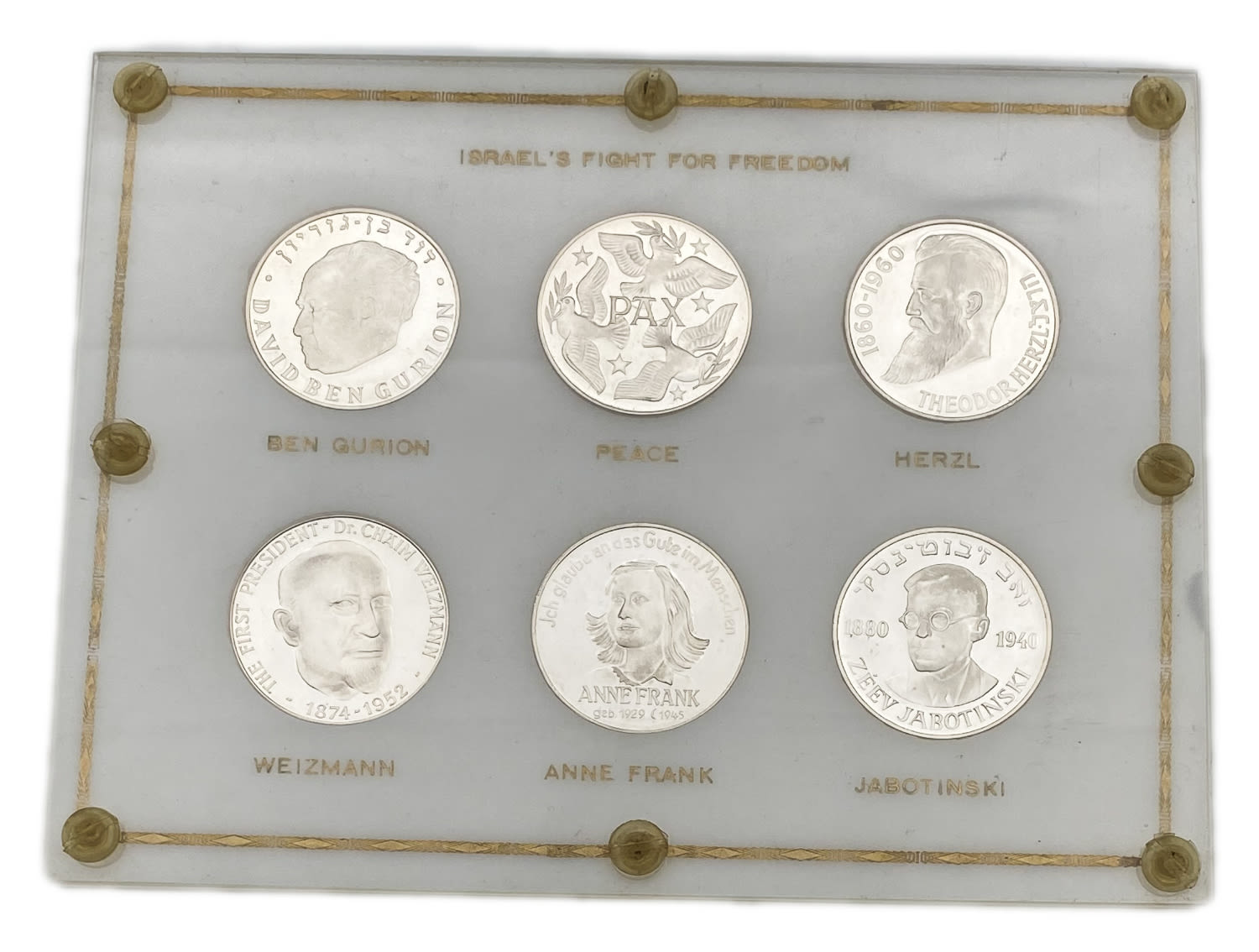 Judaica / Zionism - Holland - a set of 6 silver medals (Probably silver 925) bearing Zionist figures or themes - ... - 1 0