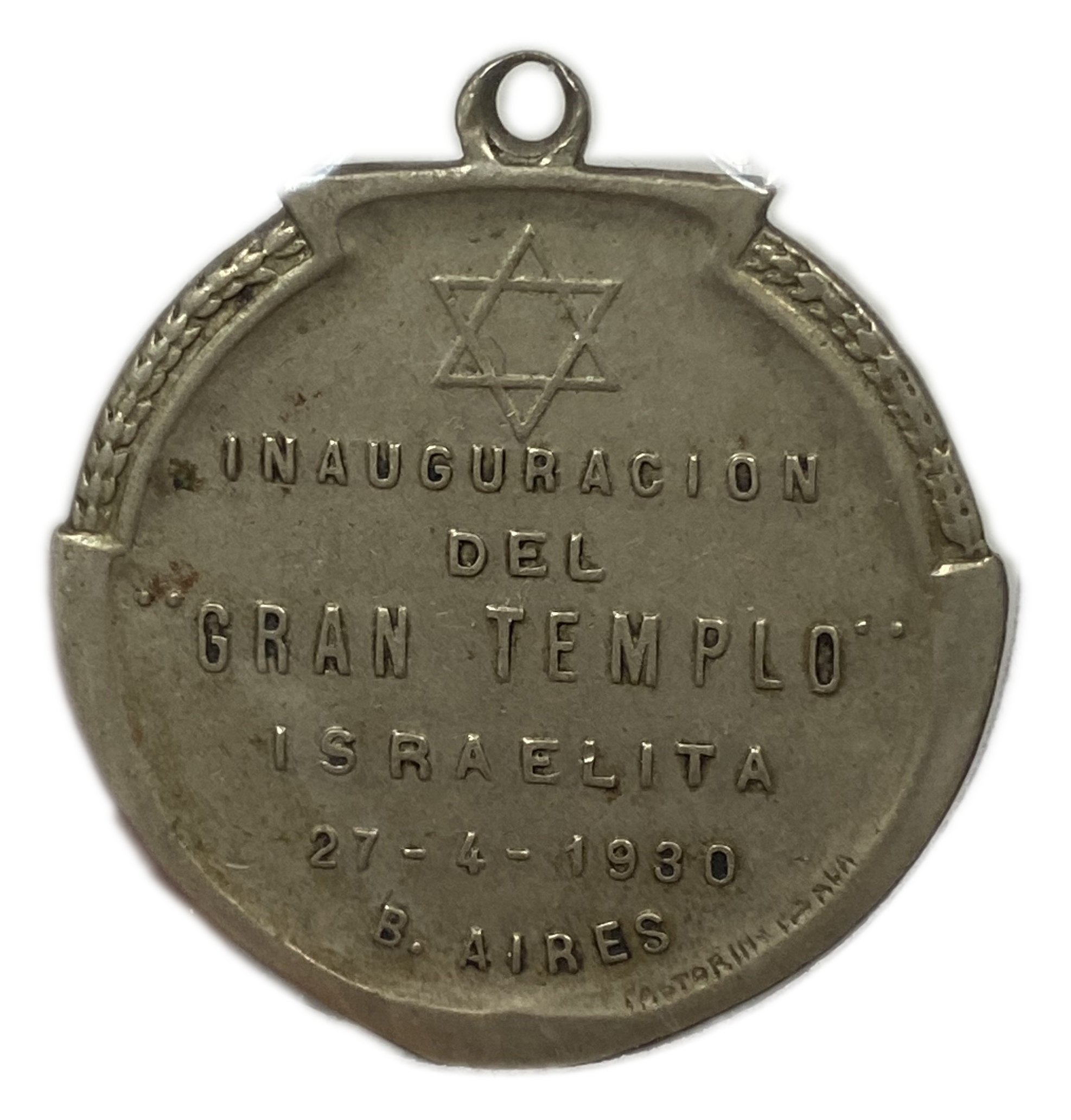 Judaica / Zionism - Argentina, Buenos Aires - Medal commemorating the inauguration of the Great Synagogue 1930 in ... - 1 0