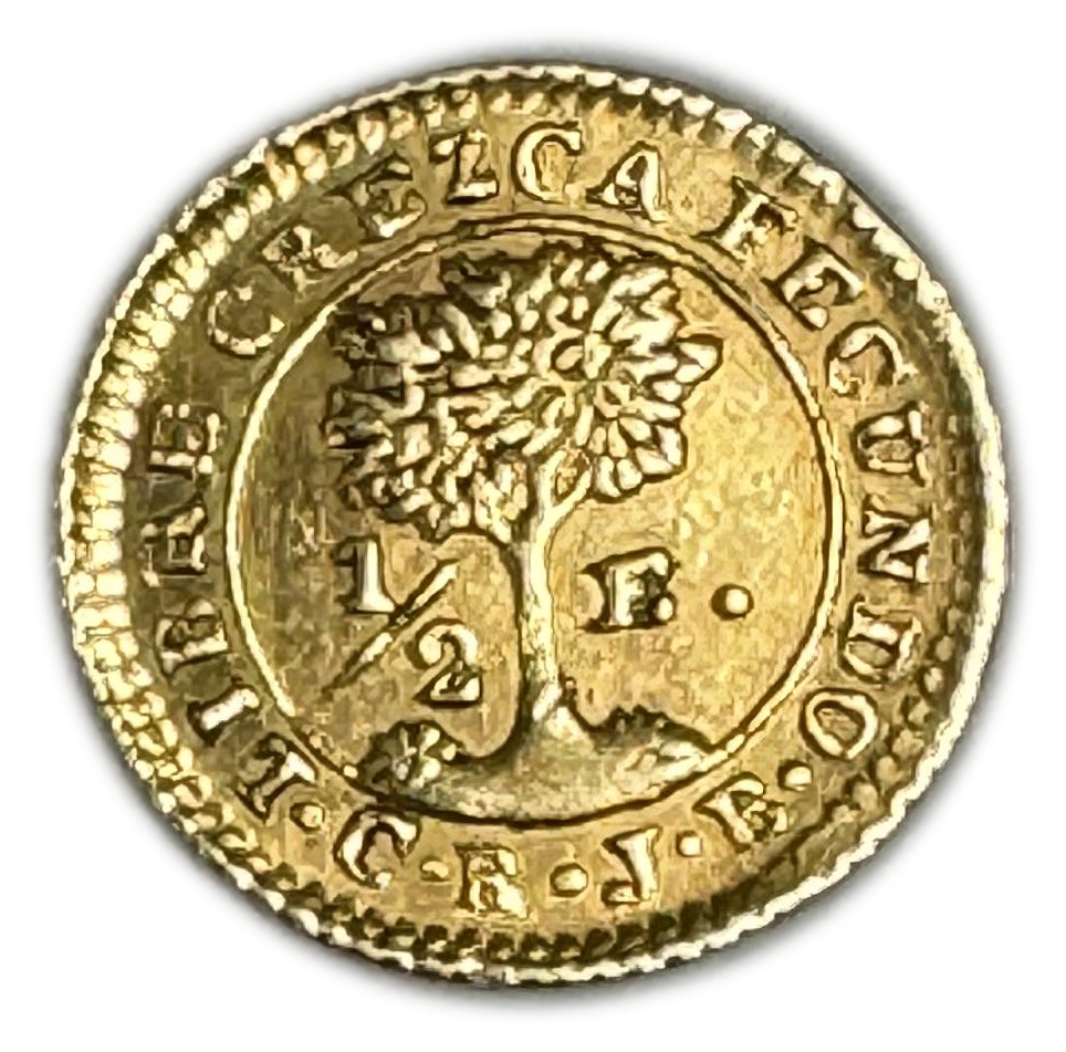 Costa Rica - 1/2 Escudo 1846 - Gold 875, 1.68g, 14mm - 1 1
