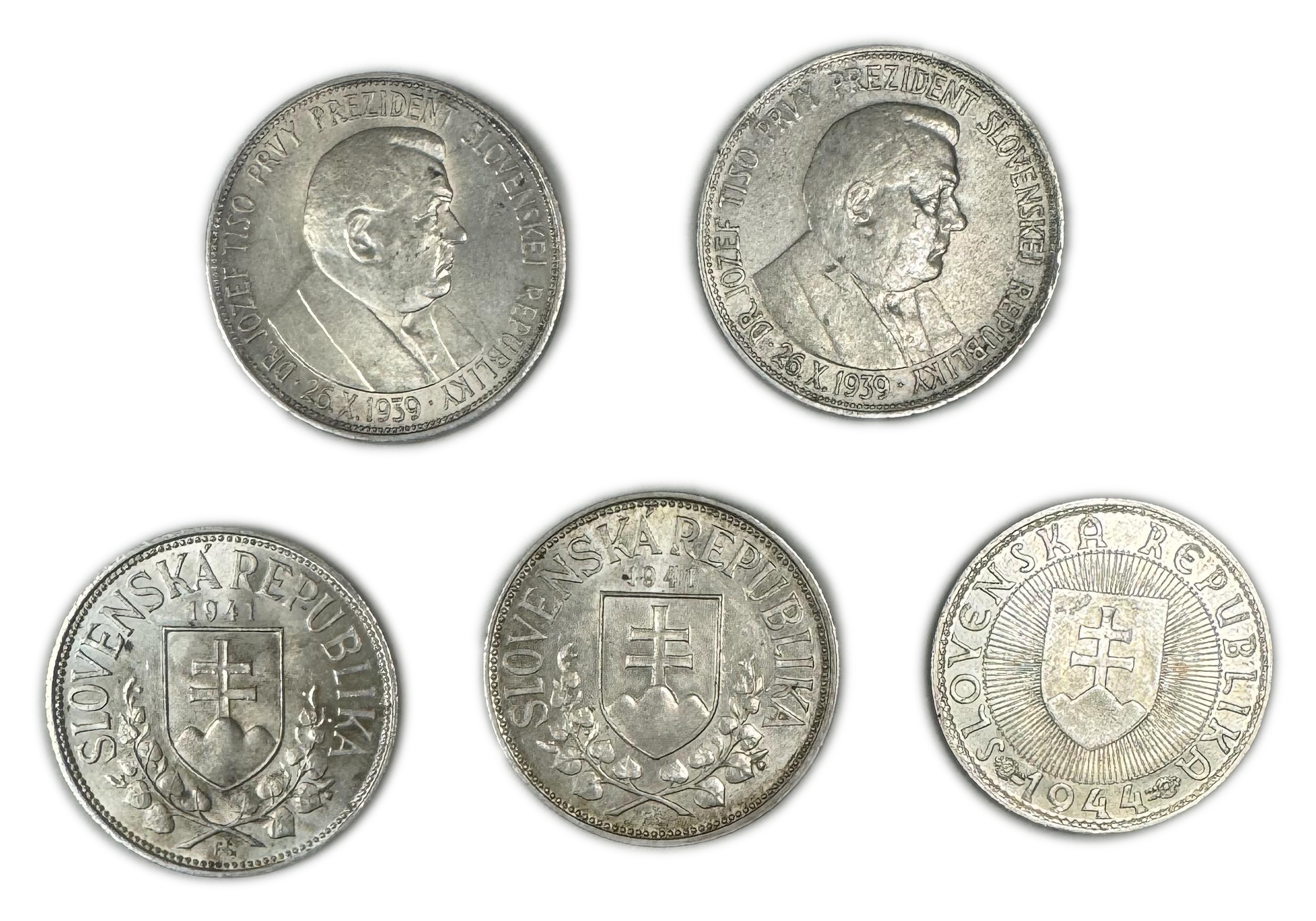 Slovakia - Lot of 5 Silver coins of 10, 20 Korun - Different years and conditions - 1 0
