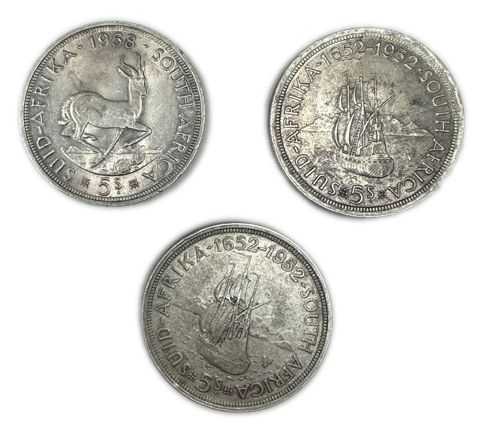 South Africa - 5 Shillings 1952, 1958 - Silver 500, 28.28g, 38.6mm - 1 0