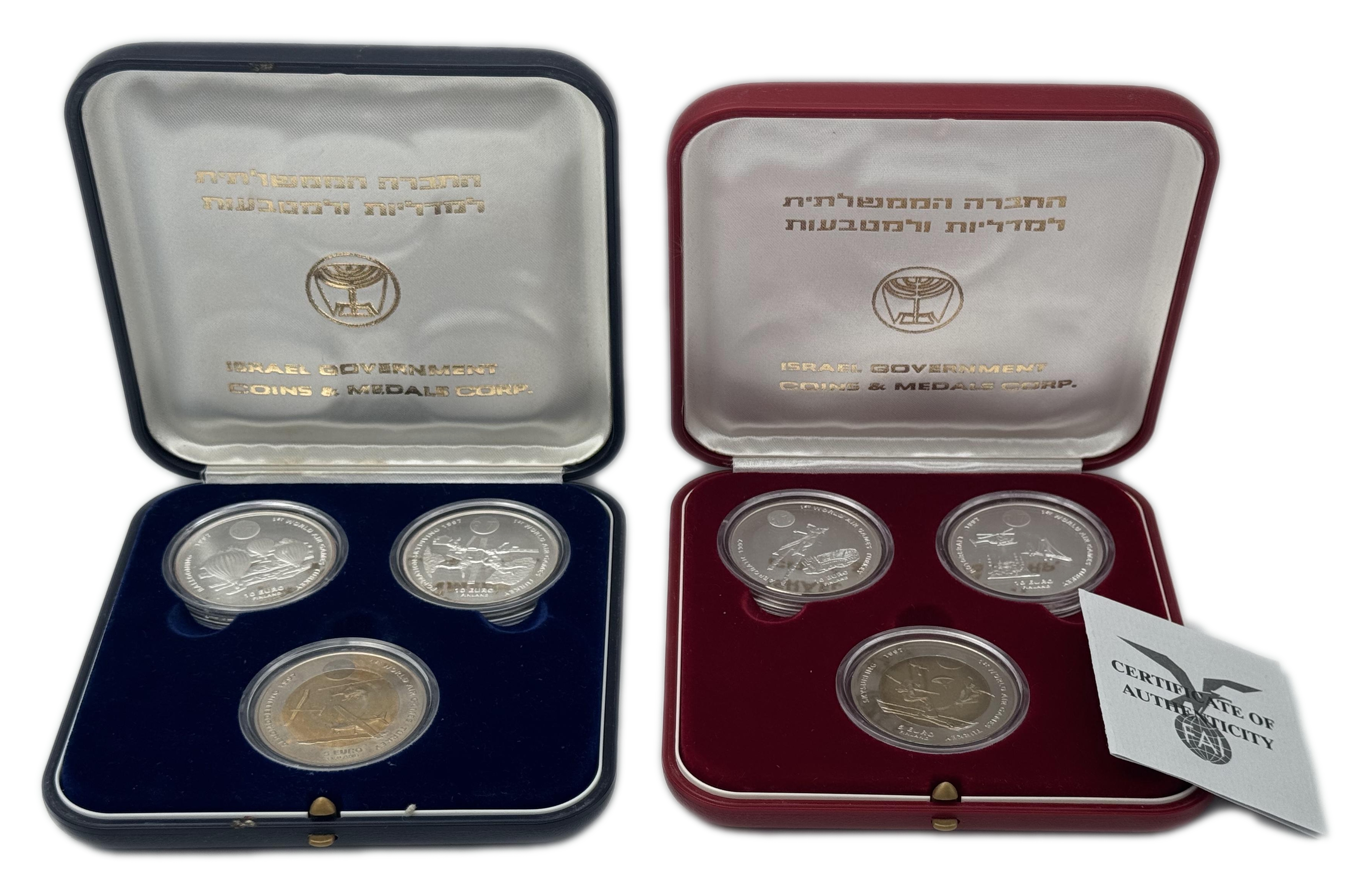 Finland - 2 Sets, both contains coins of 5 and 10 Euros 1997 - Cmmemorating the 1st Air games Turkey - 2 of them ... - 1 0