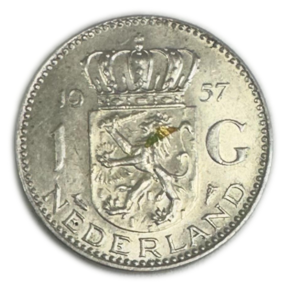 Netherlands - 1 Gulden 1957 - Juliana - Silver 720, 6.5g, 25mm - 1 0
