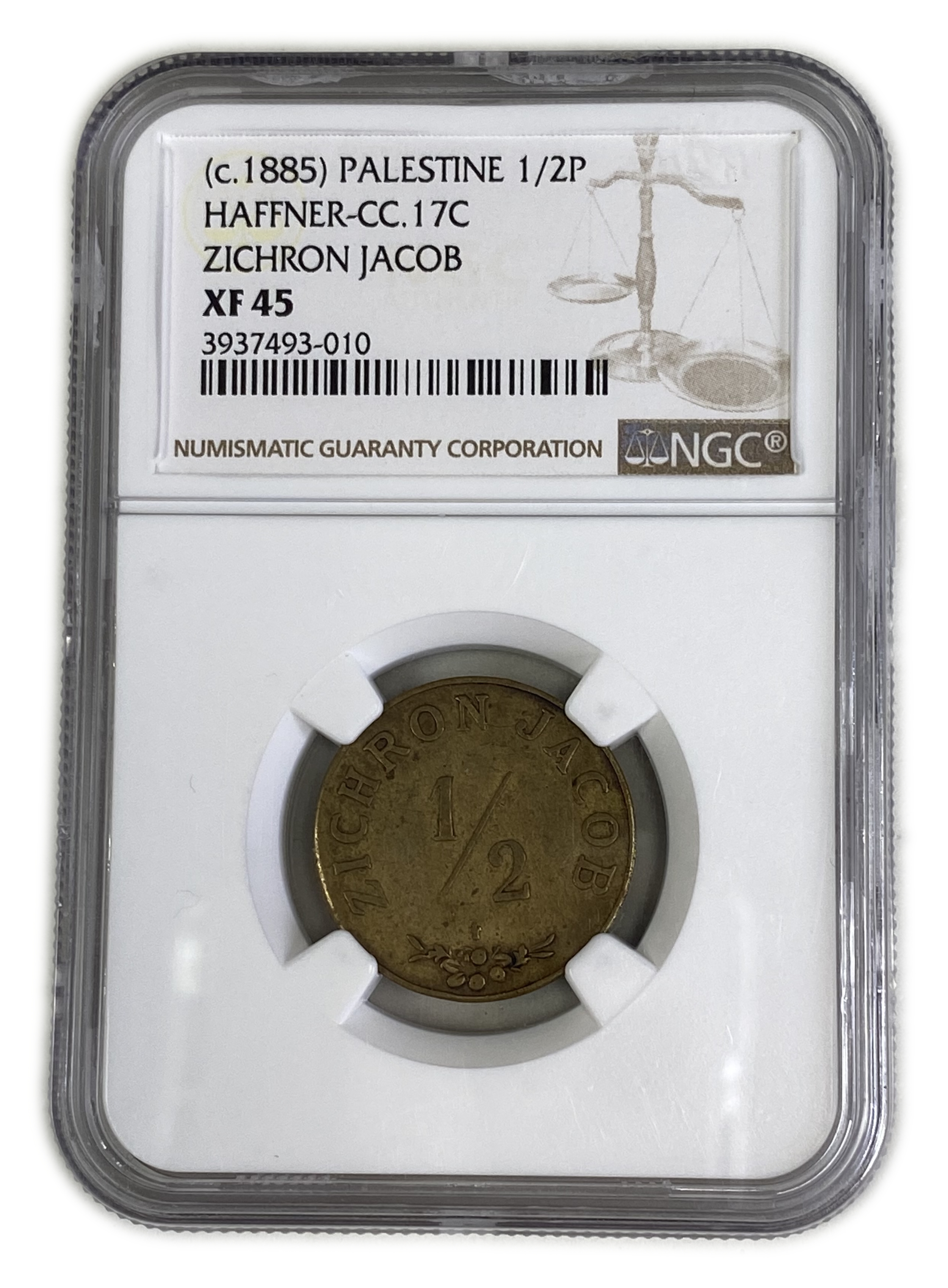 Palestine - Zichron Jacob - 1/2 Piaster 1885 - NGC XF 45 - Rare - 1 2